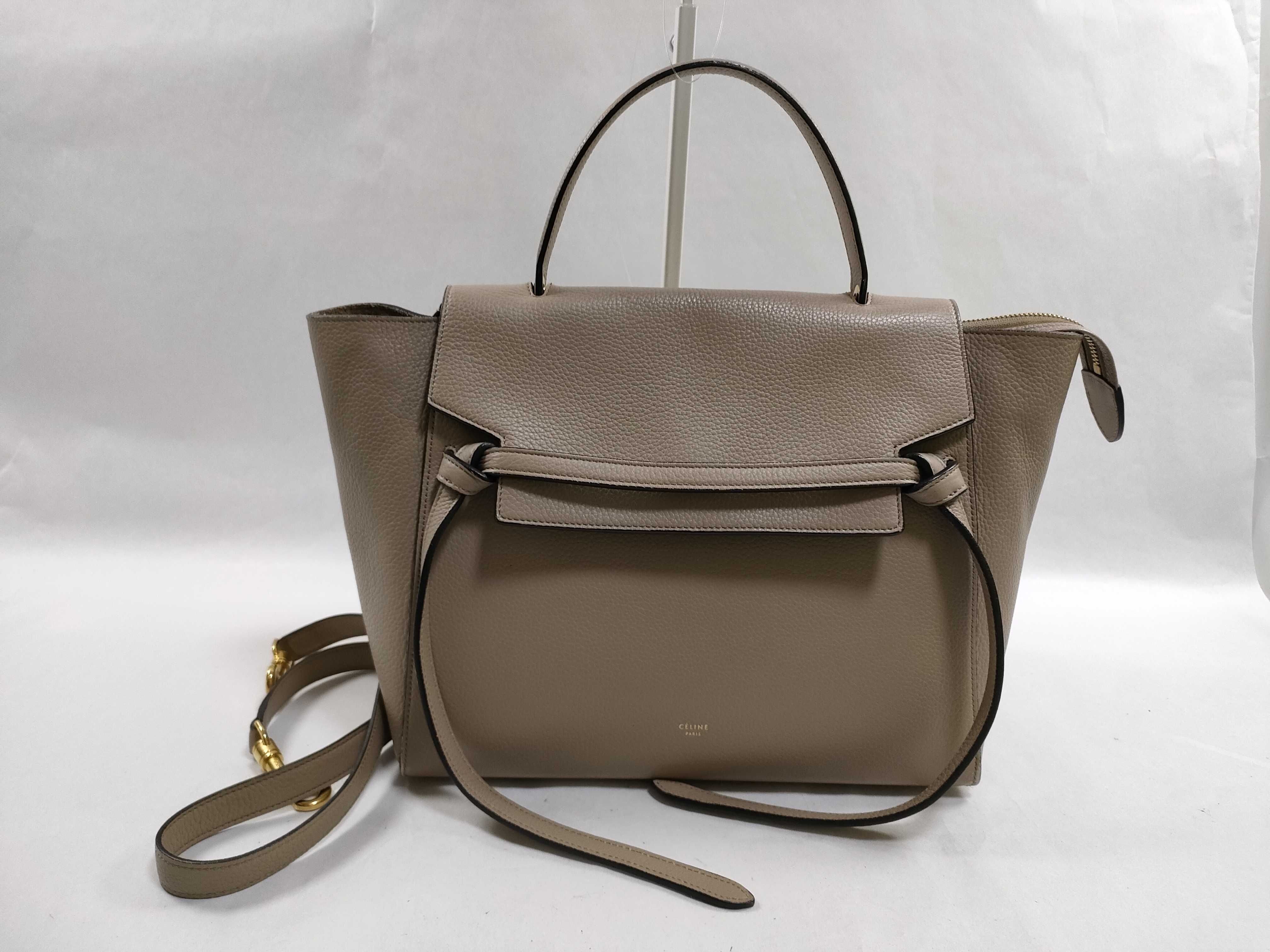 Belt Bag Mini Leather 2-Way Handbag Beige Handbag