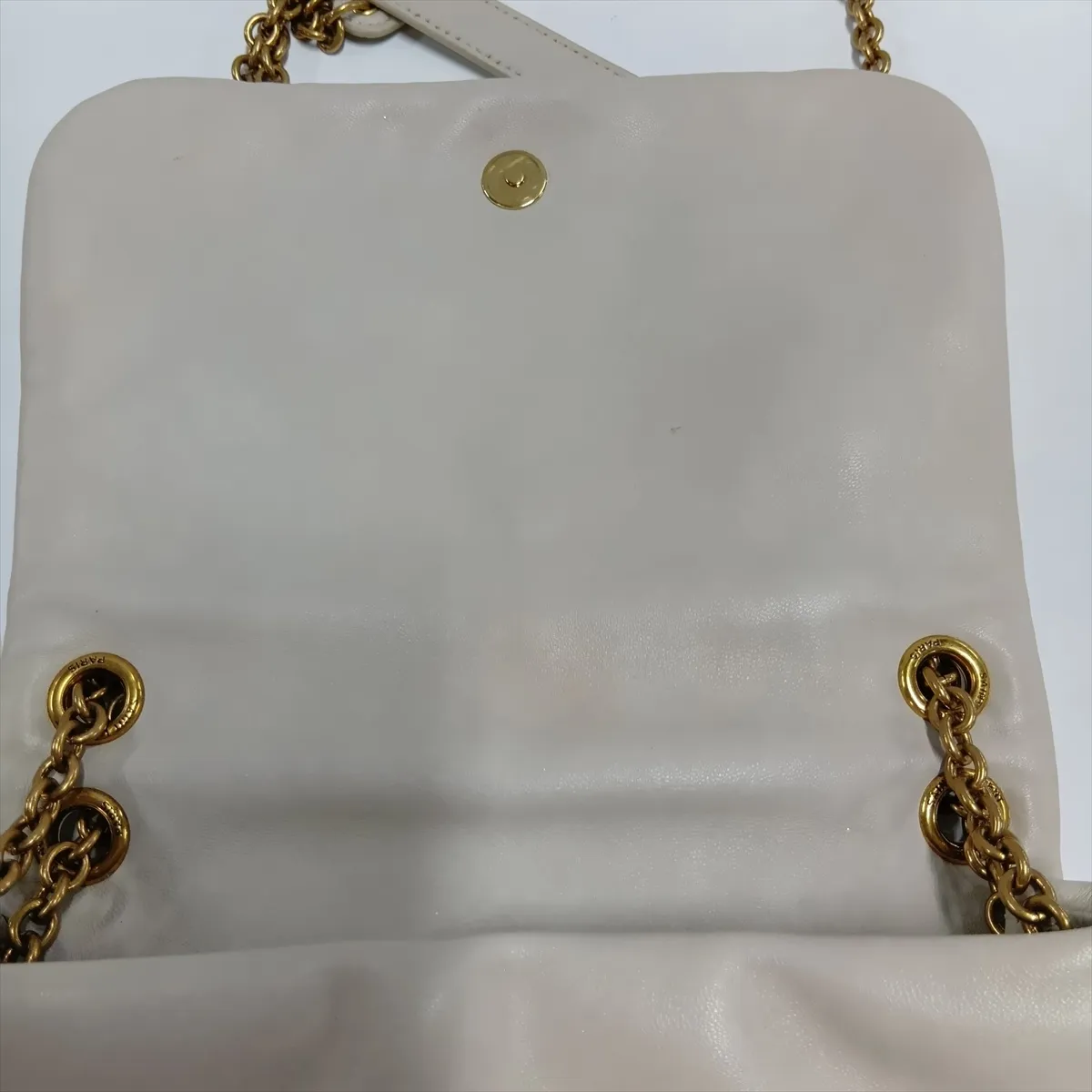 Jamie Leather Chain Shoulder Bag, Beige, 766754 — view 12