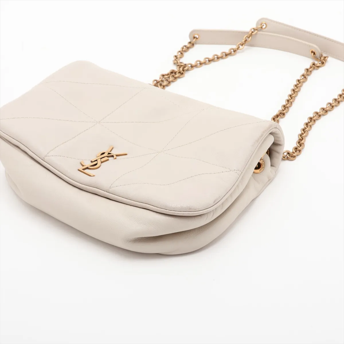 Jamie Leather Chain Shoulder Bag, Beige, 766754 — view 3