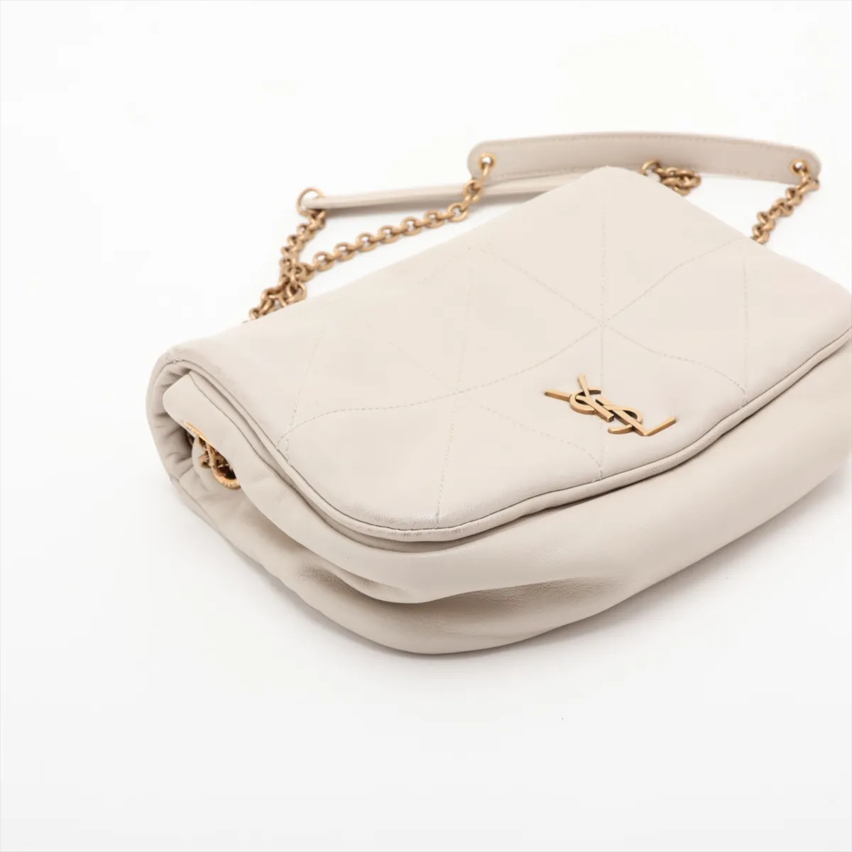 Jamie Leather Chain Shoulder Bag, Beige, 766754 — view 4