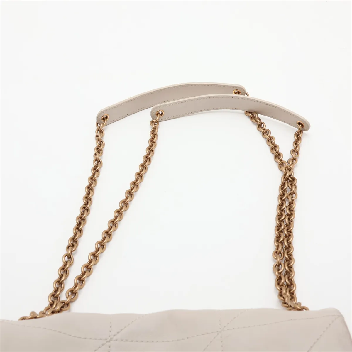 Jamie Leather Chain Shoulder Bag, Beige, 766754 — view 6