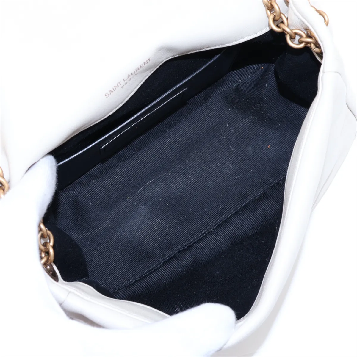 Jamie Leather Chain Shoulder Bag, Beige, 766754 — view 7