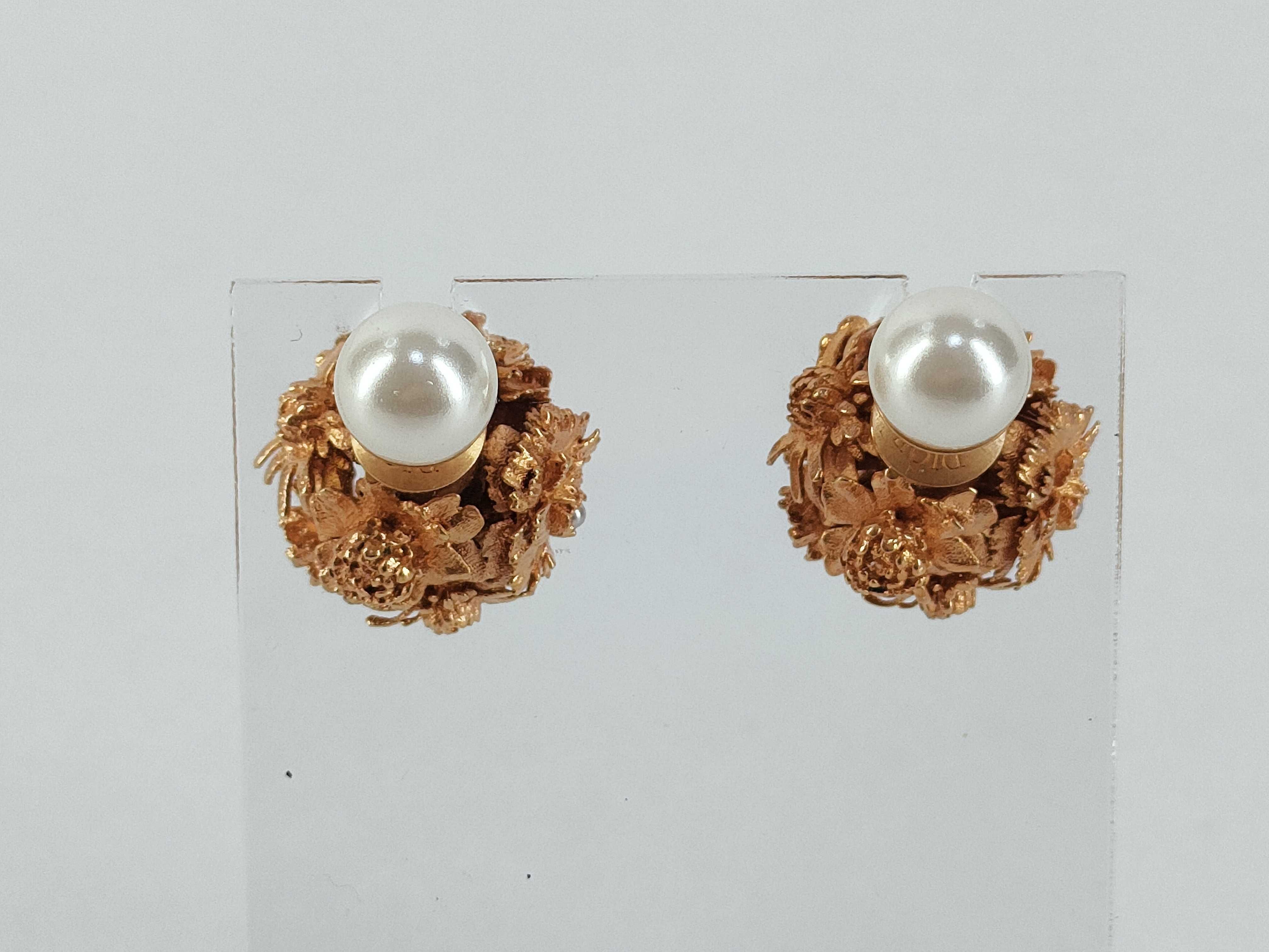 Tribal Flower Pearl Earrings