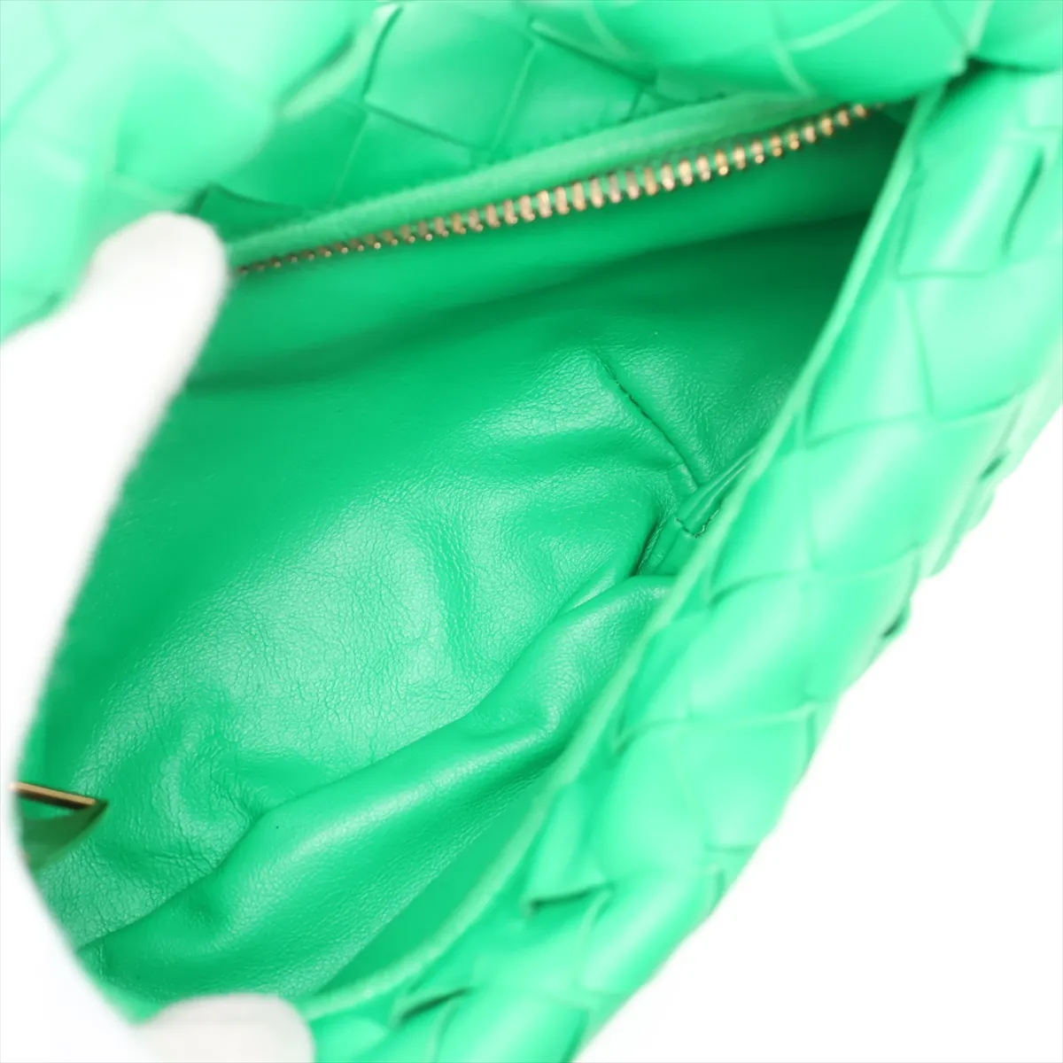 Intrecciato Mini Jodie Leather Handbag, Green — view 7