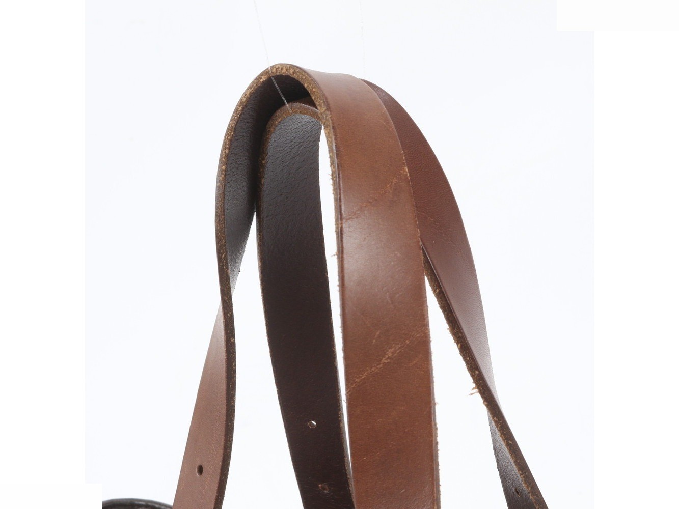 Striped leather canvas tote bag — view 2