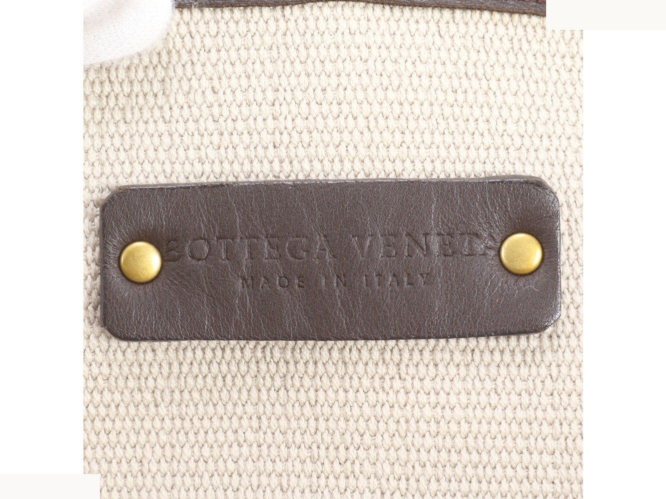Striped leather canvas tote bag — view 8