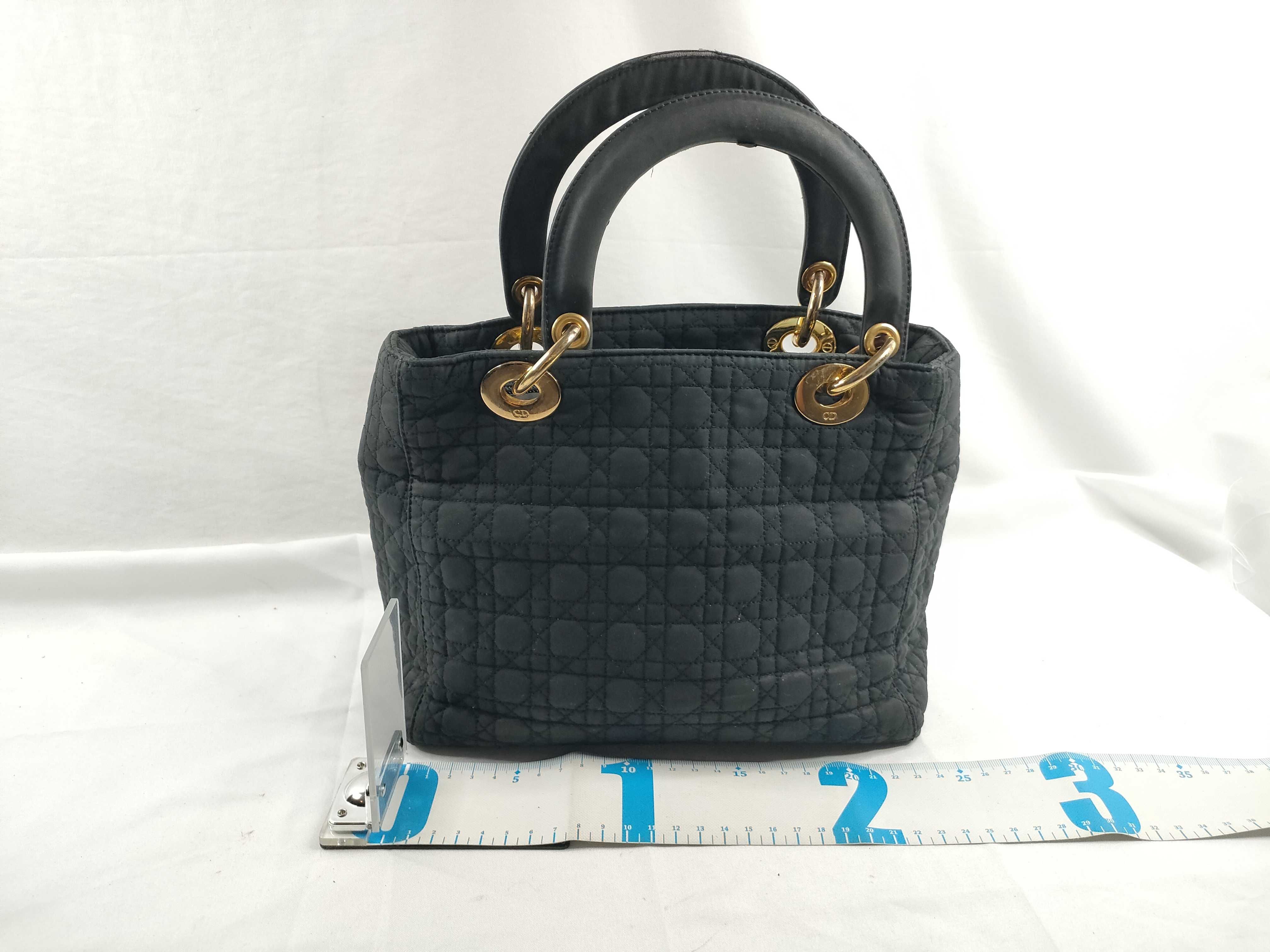Lady Dior Handbag Lady Cannage Nylon Black Handbag — view 2