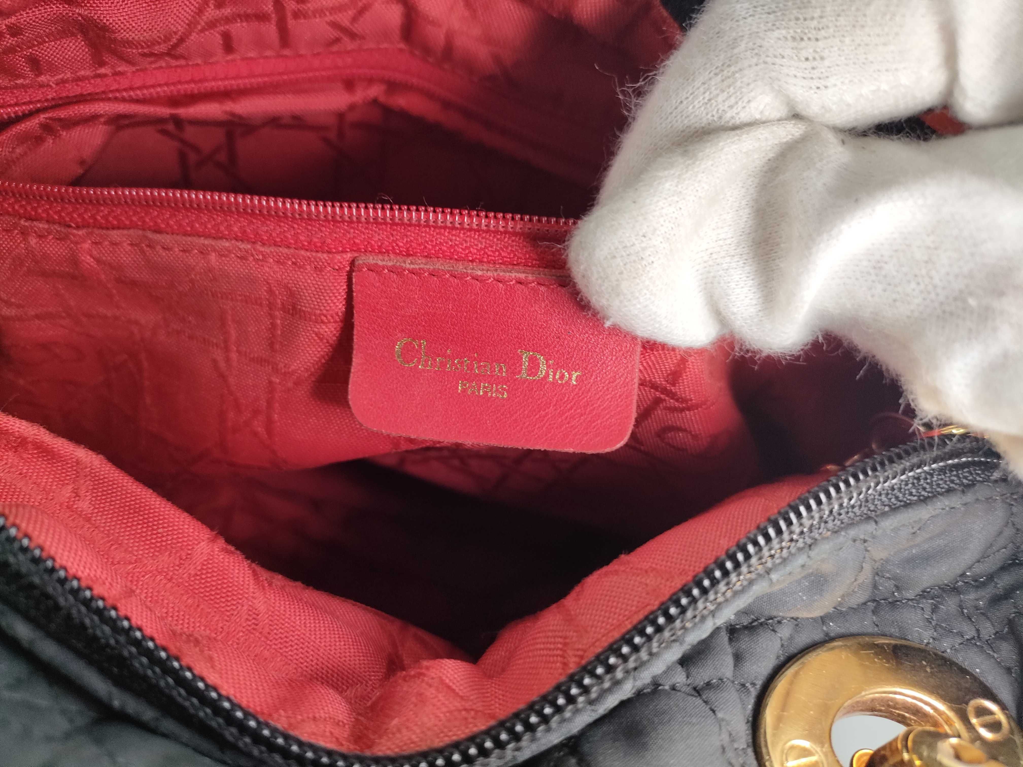 Lady Dior Handbag Lady Cannage Nylon Black Handbag — view 12