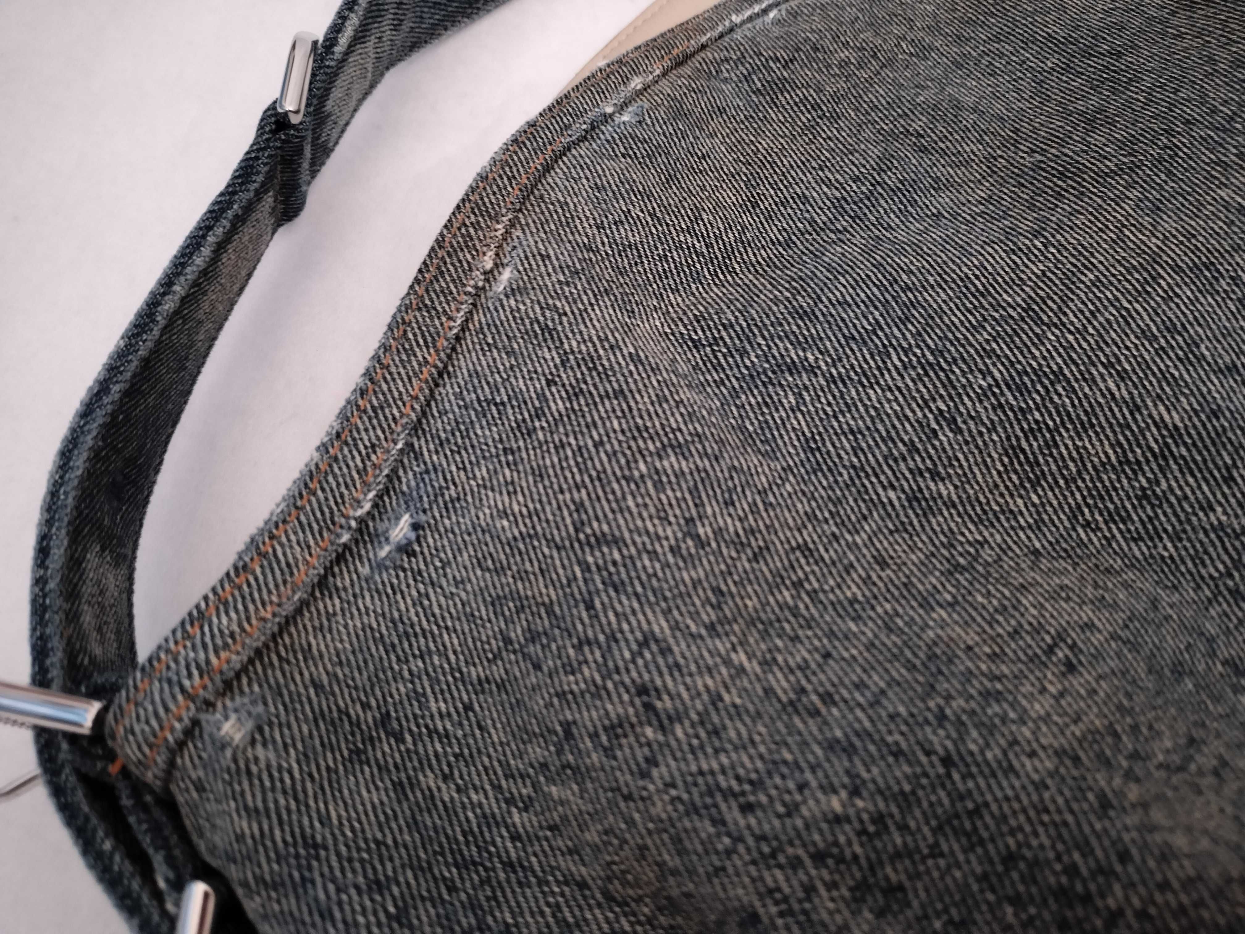 Voyeux Medium Denim Shoulder Bag, Blue — view 12