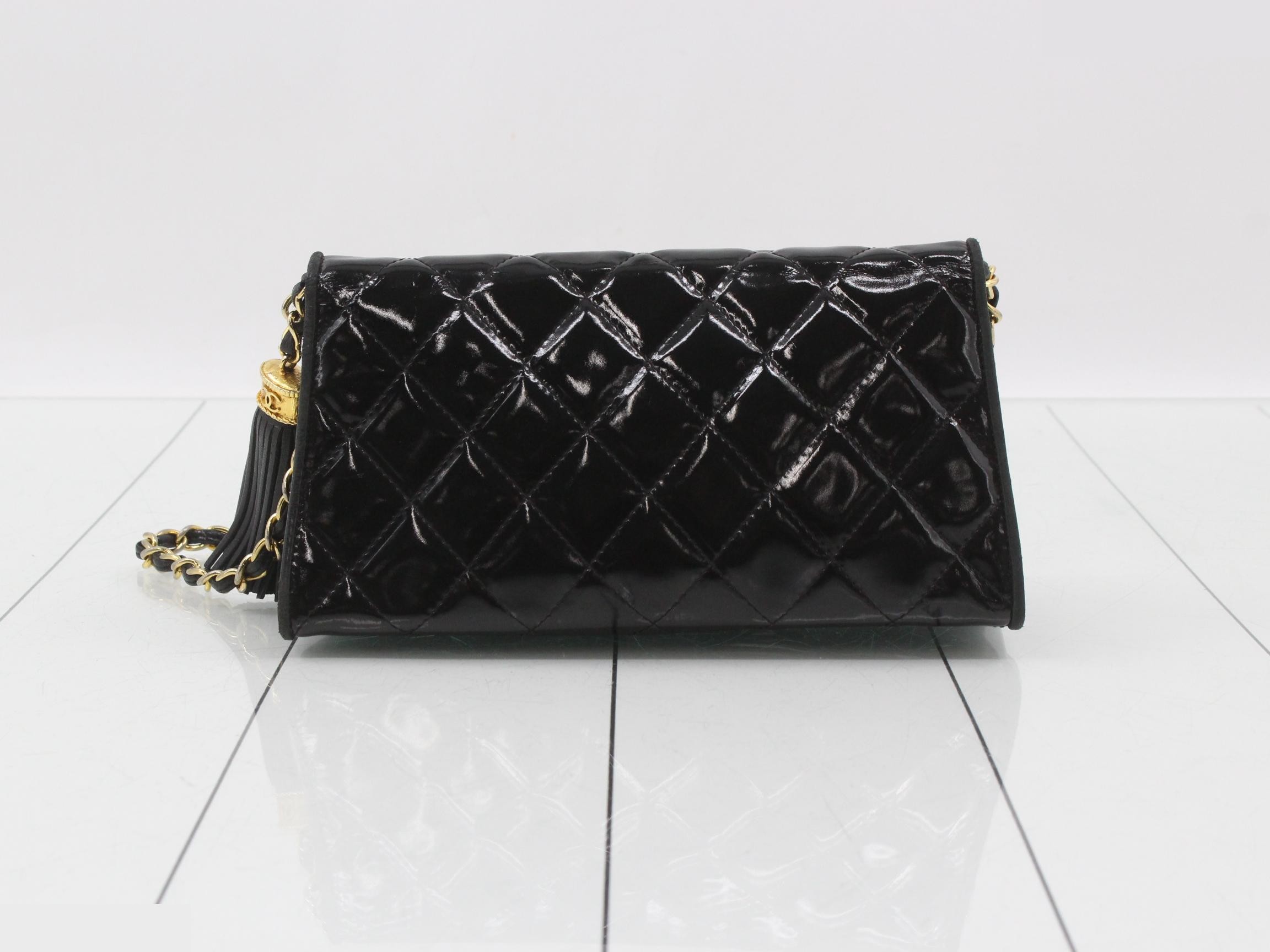 Enamel Tassel Chain Shoulder Bag, Black — view 2