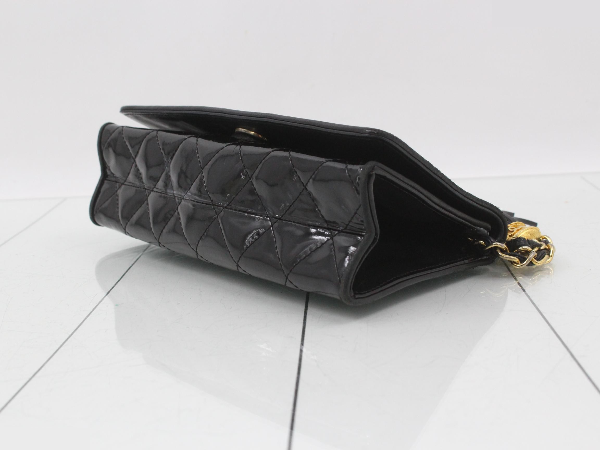 Enamel Tassel Chain Shoulder Bag, Black — view 6