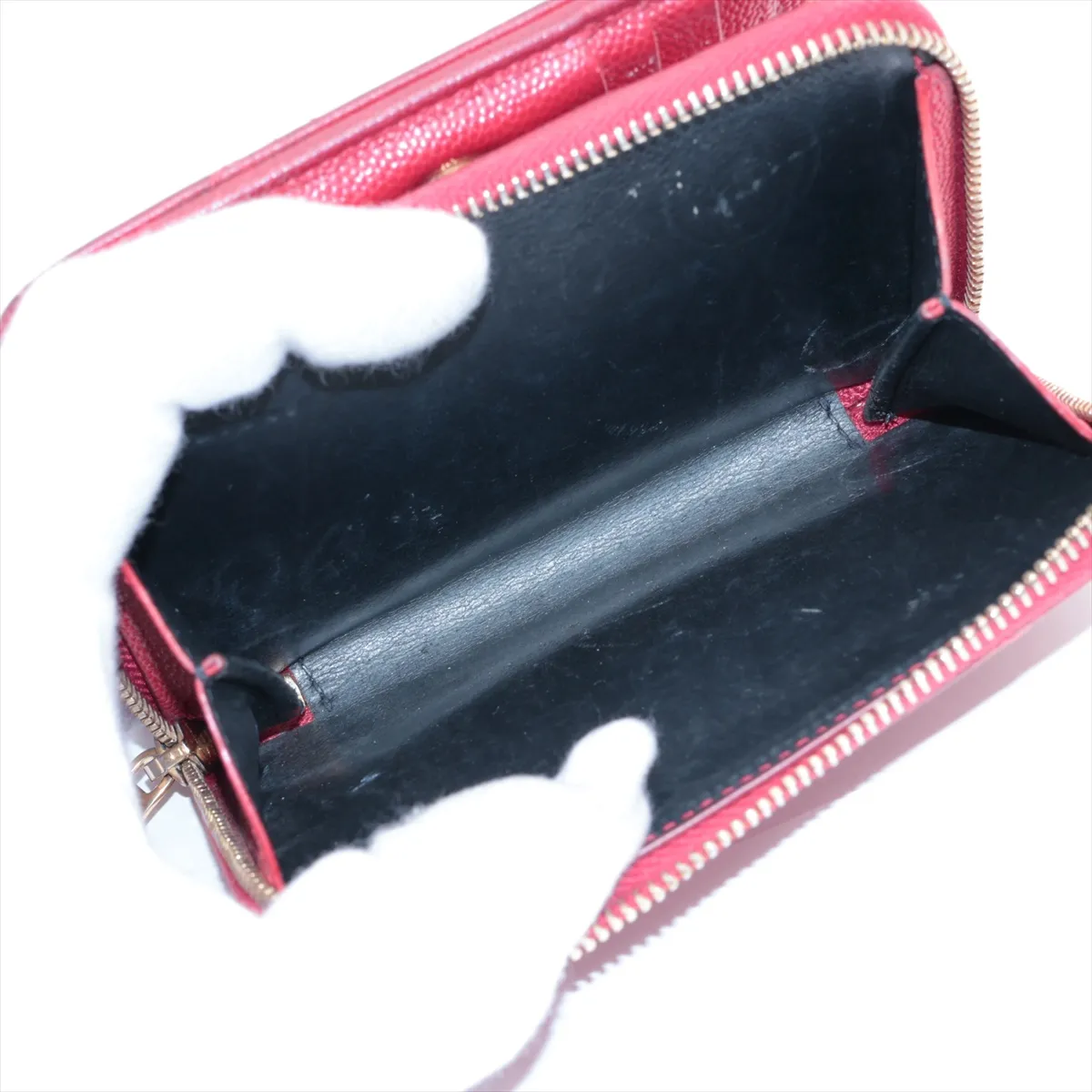 Cassandra YSL Logo GUE403723 Leather Compact Wallet Red — view 5