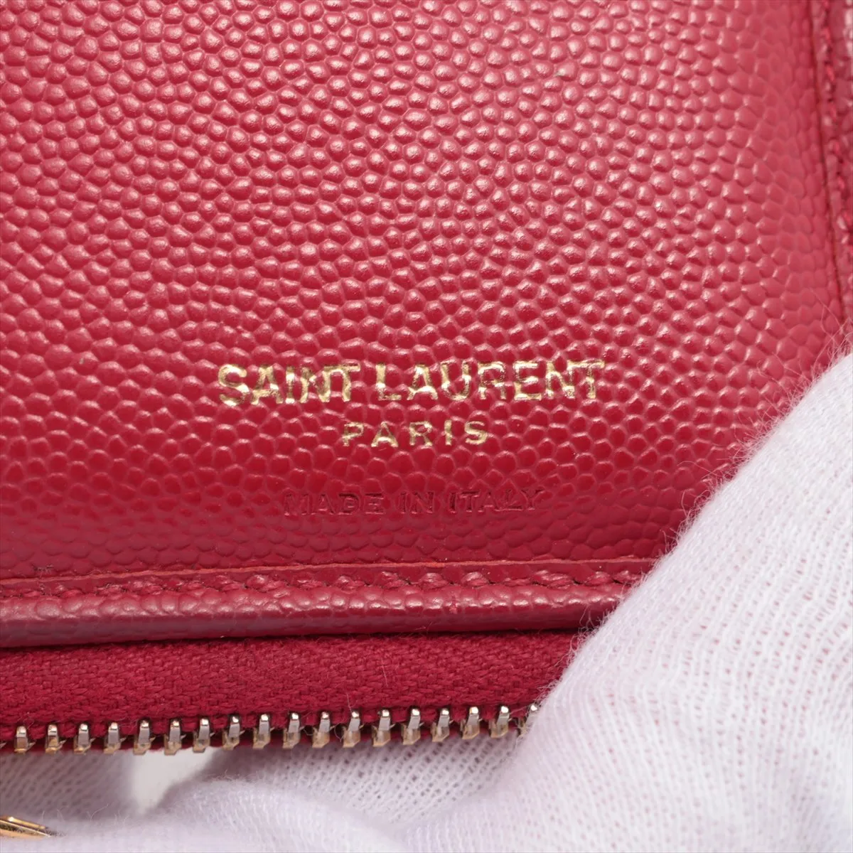 Cassandra YSL Logo GUE403723 Leather Compact Wallet Red — view 6