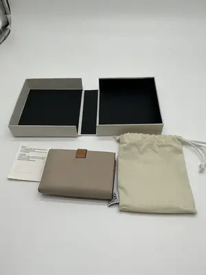 Vertical Wallet Small Tri-fold Wallet Sand x Tan Comes with Box and Dust Bag