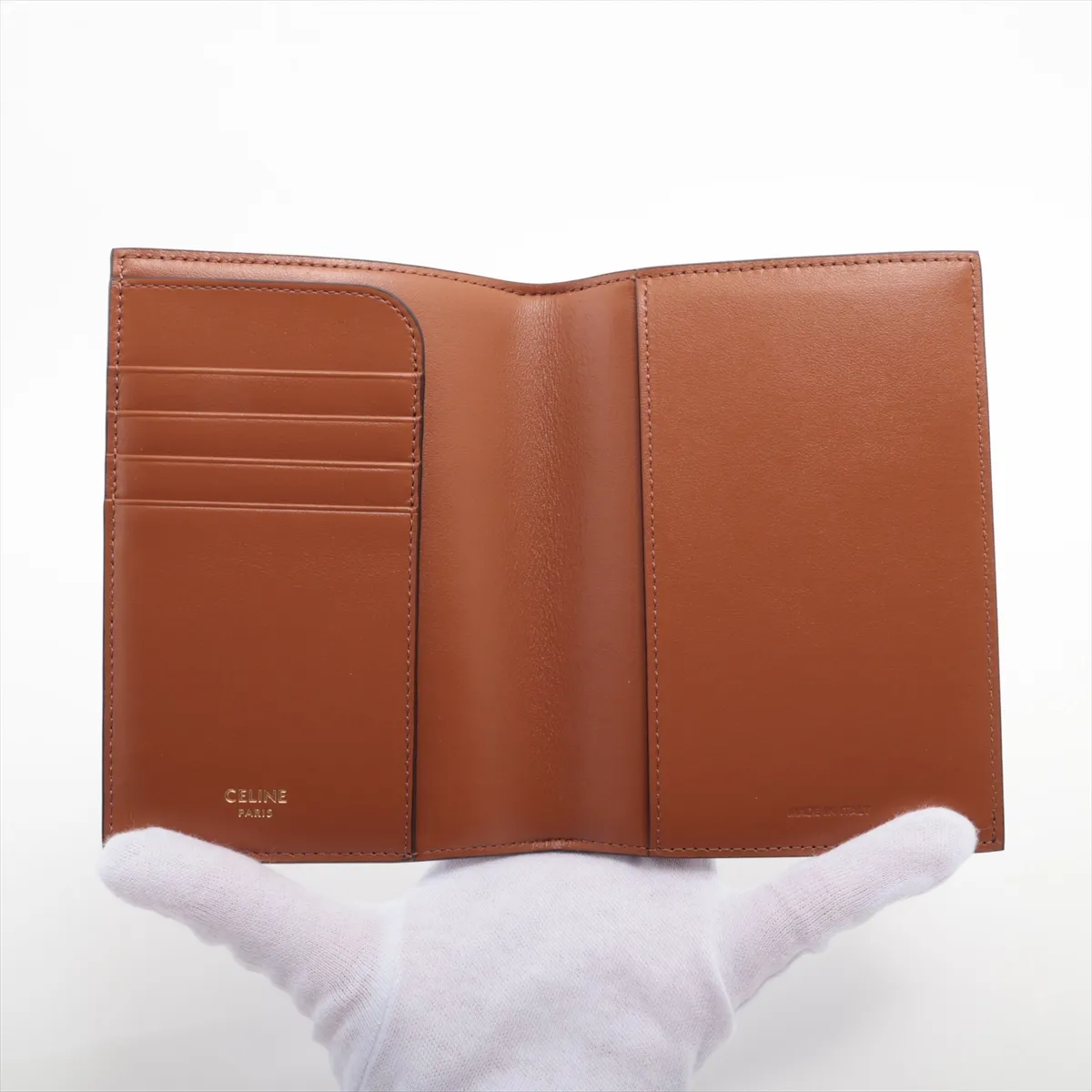 Triomphe PVC x Leather Passport Case Black x Brown — view 3