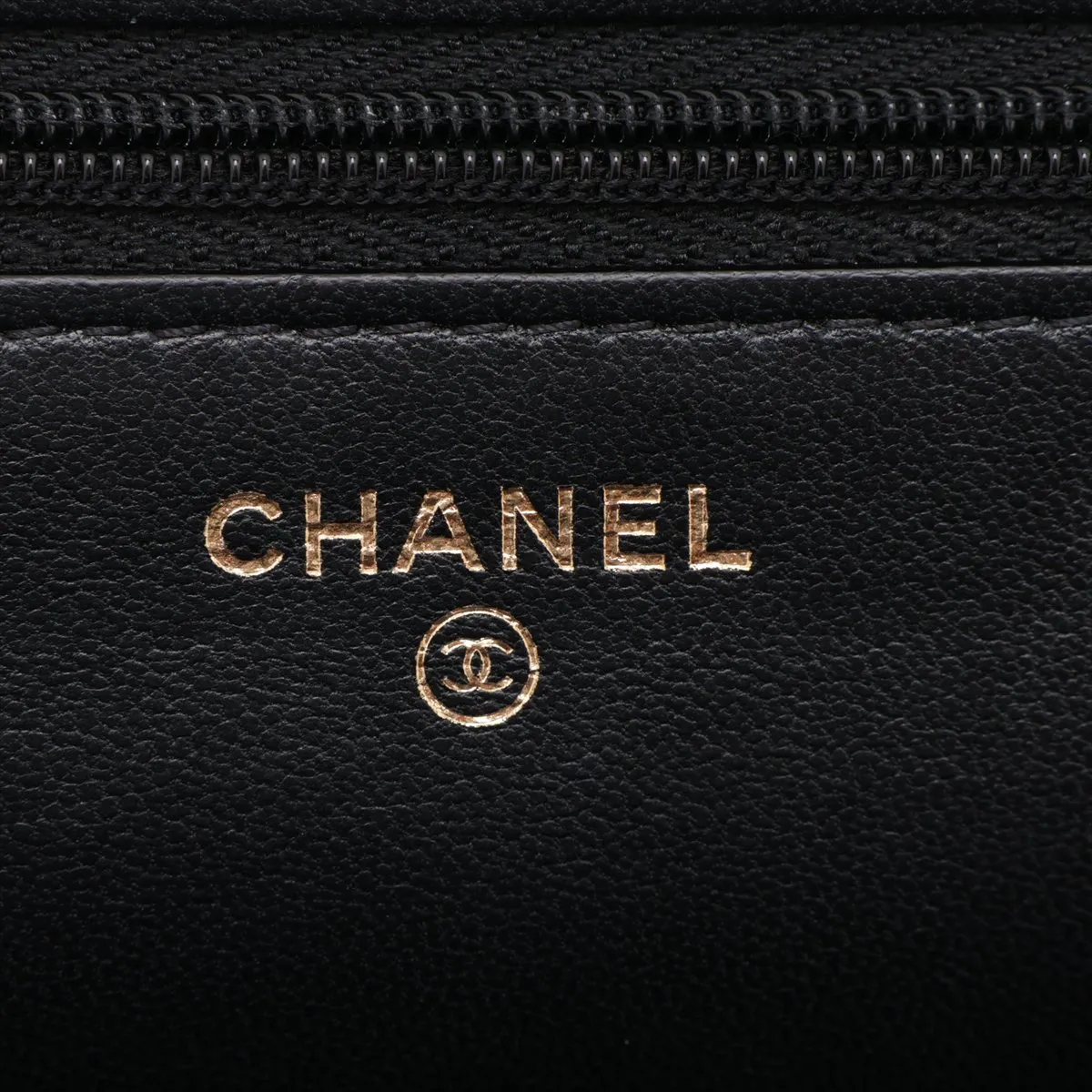 Matelassé Lambskin Chain Wallet, Black with Gold Hardware, J87TGUJ3, Random Plate — view 10
