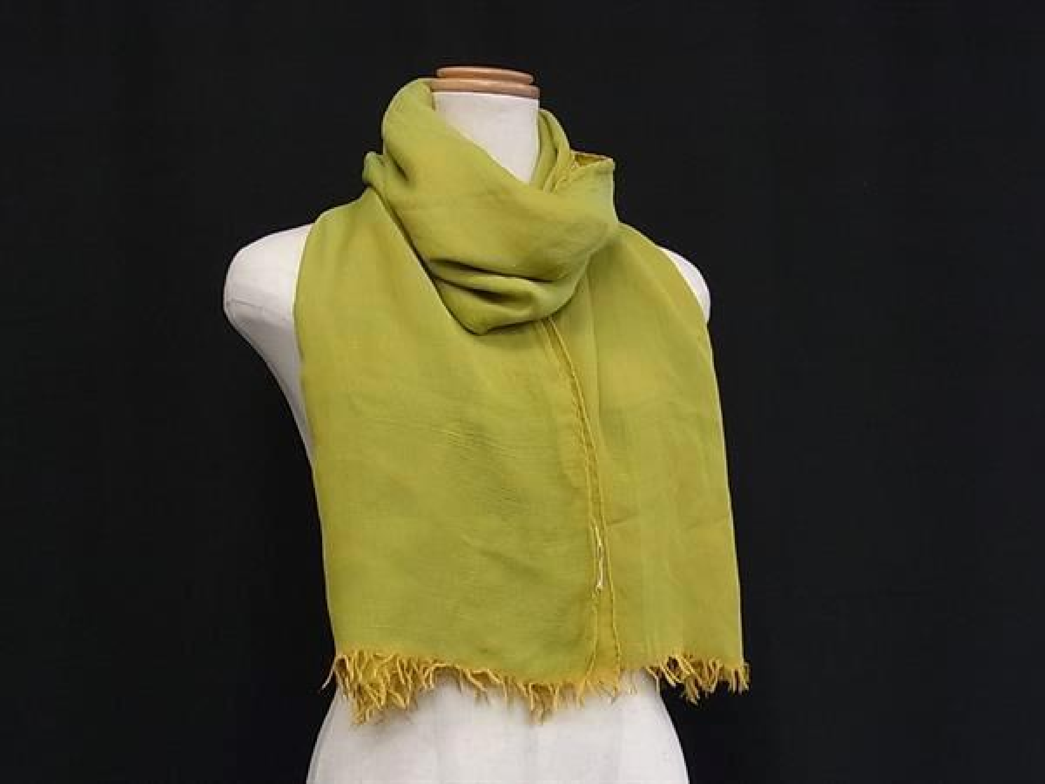 100% Silk Fringe Large Stole Shawl for Women and Men, Green x Yellow, FZ7341 (Other Accessories)