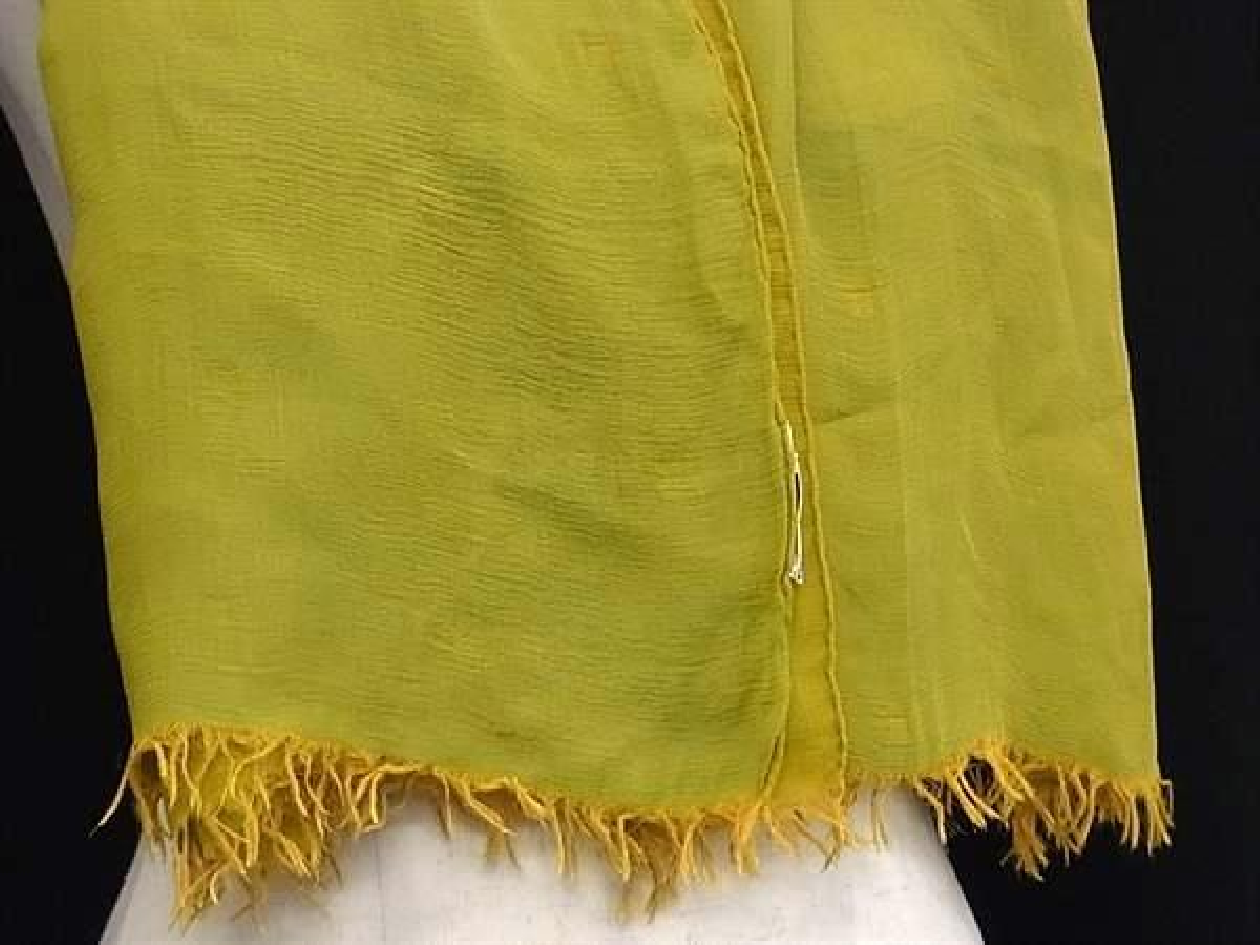 100% Silk Fringe Large Stole Shawl for Women and Men, Green x Yellow, FZ7341 (Other Accessories) — view 2