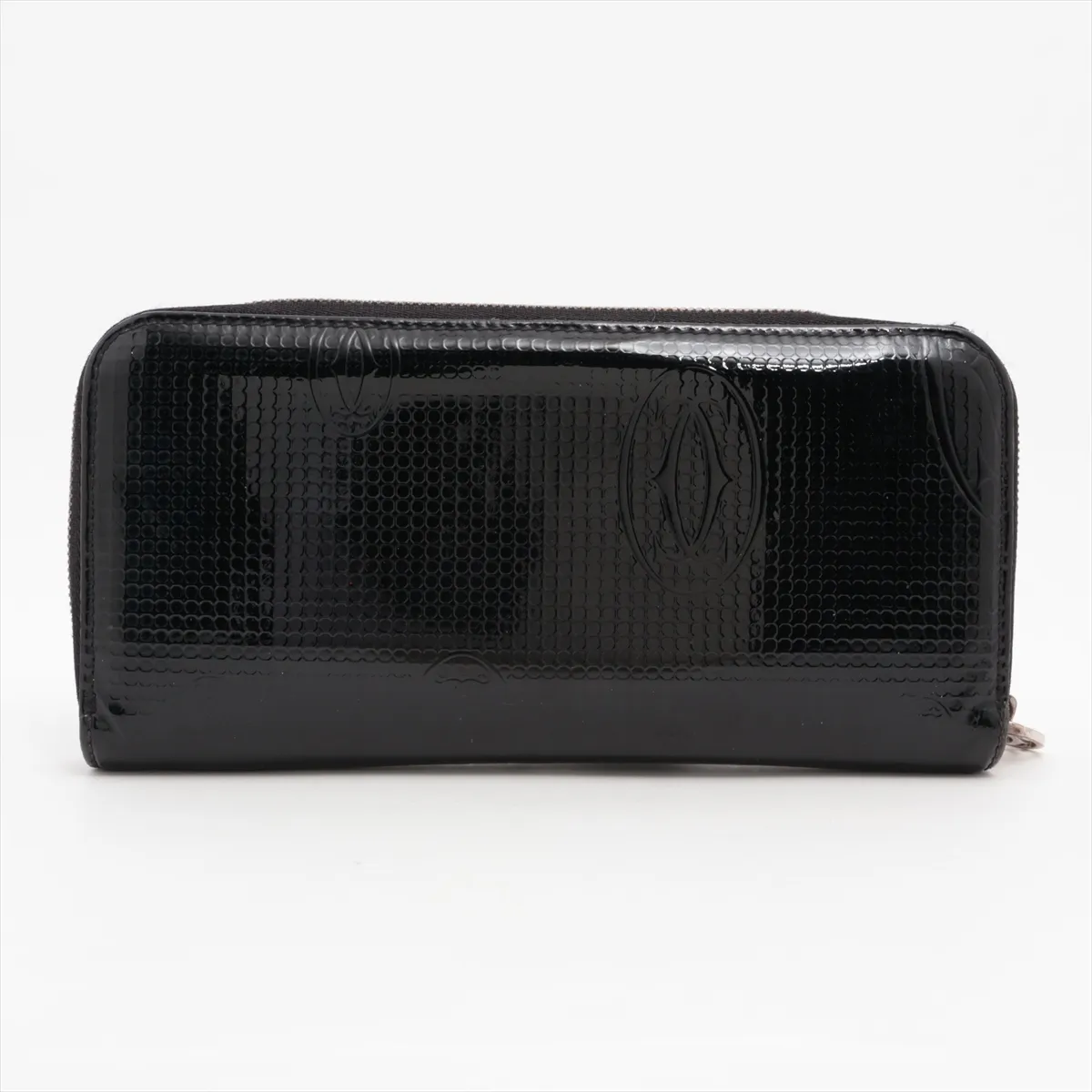 Happy Birthday Patent Leather Round Zip Wallet, Black — view 2