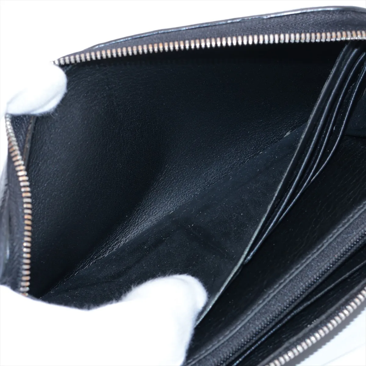 Happy Birthday Patent Leather Round Zip Wallet, Black — view 4