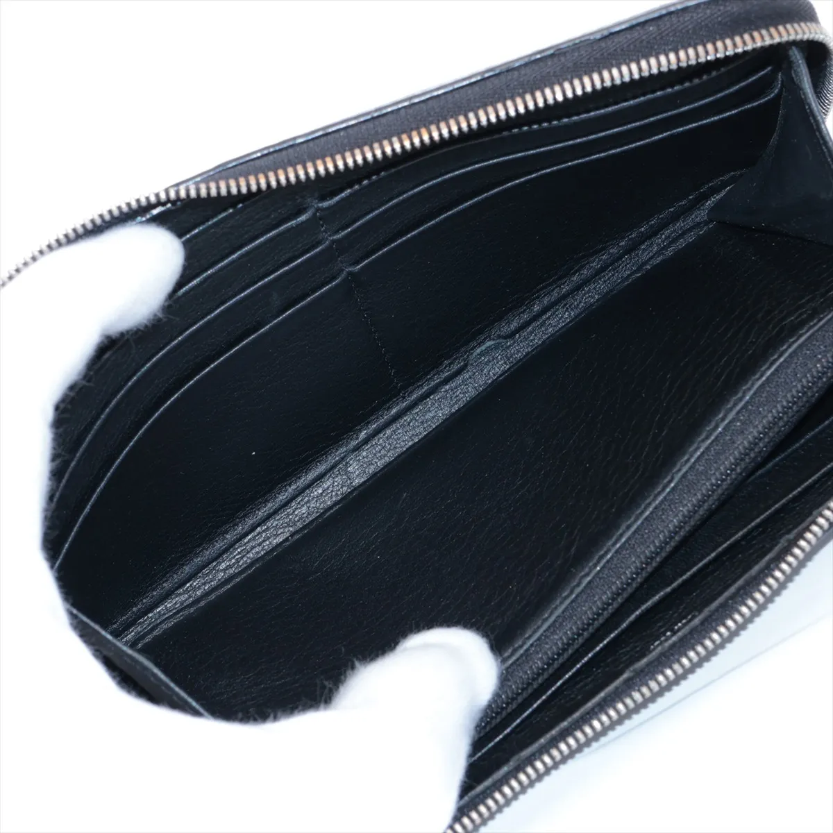 Happy Birthday Patent Leather Round Zip Wallet, Black — view 5