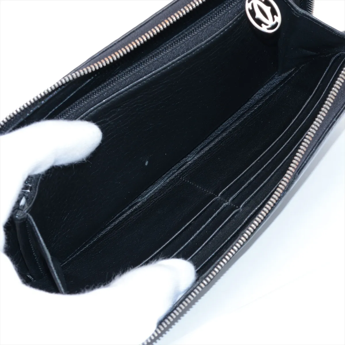 Happy Birthday Patent Leather Round Zip Wallet, Black — view 6