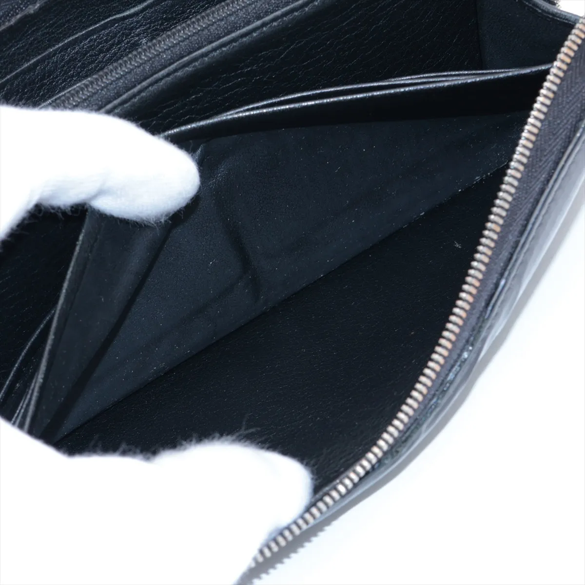 Happy Birthday Patent Leather Round Zip Wallet, Black — view 7