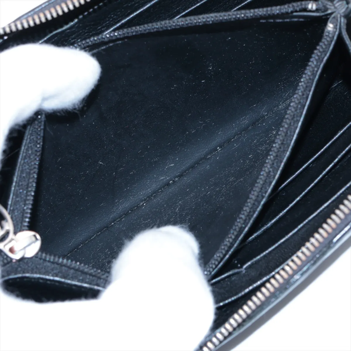 Happy Birthday Patent Leather Round Zip Wallet, Black — view 8