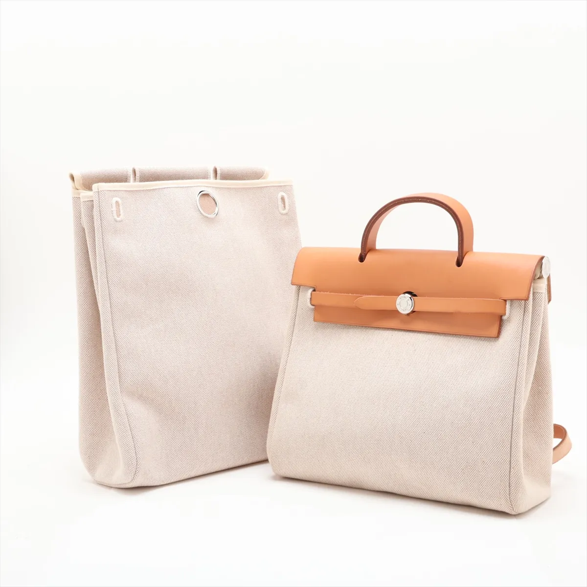 Herbag Ad PM Toile H x Vache Hunter Beige x Brown Silver Hardware G: 2003 — view 12
