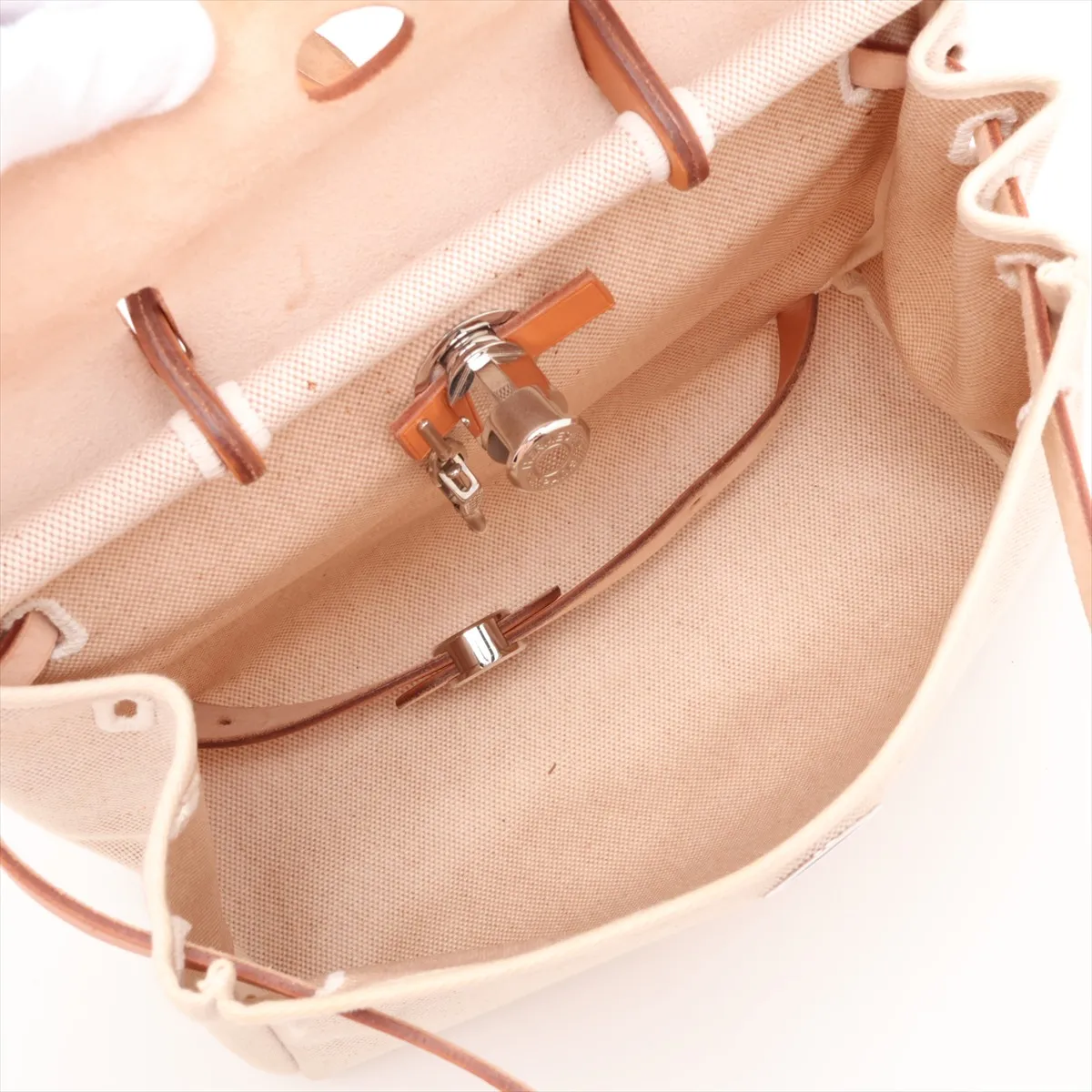 Herbag Ad PM Toile H x Vache Hunter Beige x Brown Silver Hardware G: 2003 — view 9