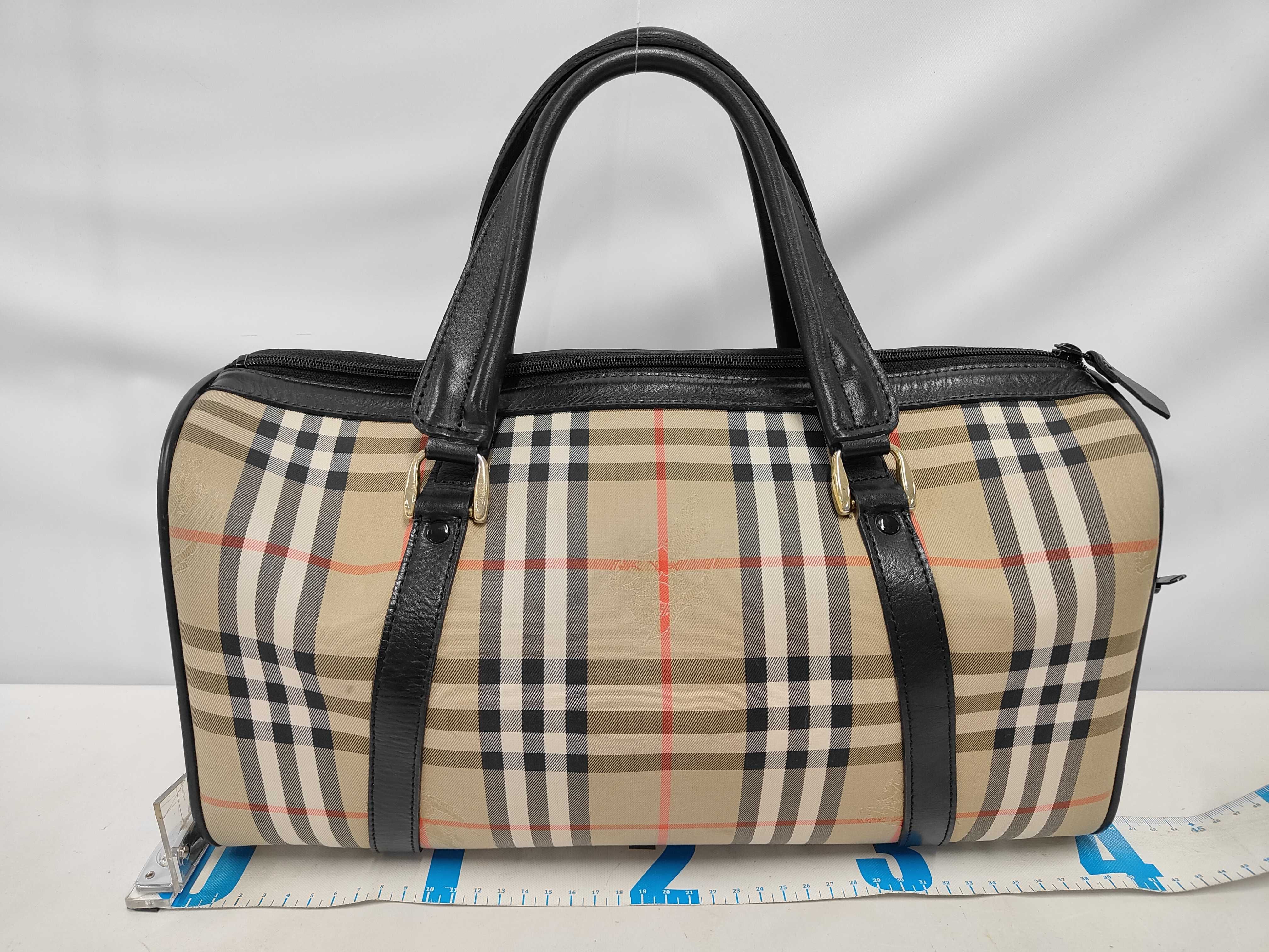 Mini Boston Bag, Nova Check Canvas Leather Boston Bag — view 2