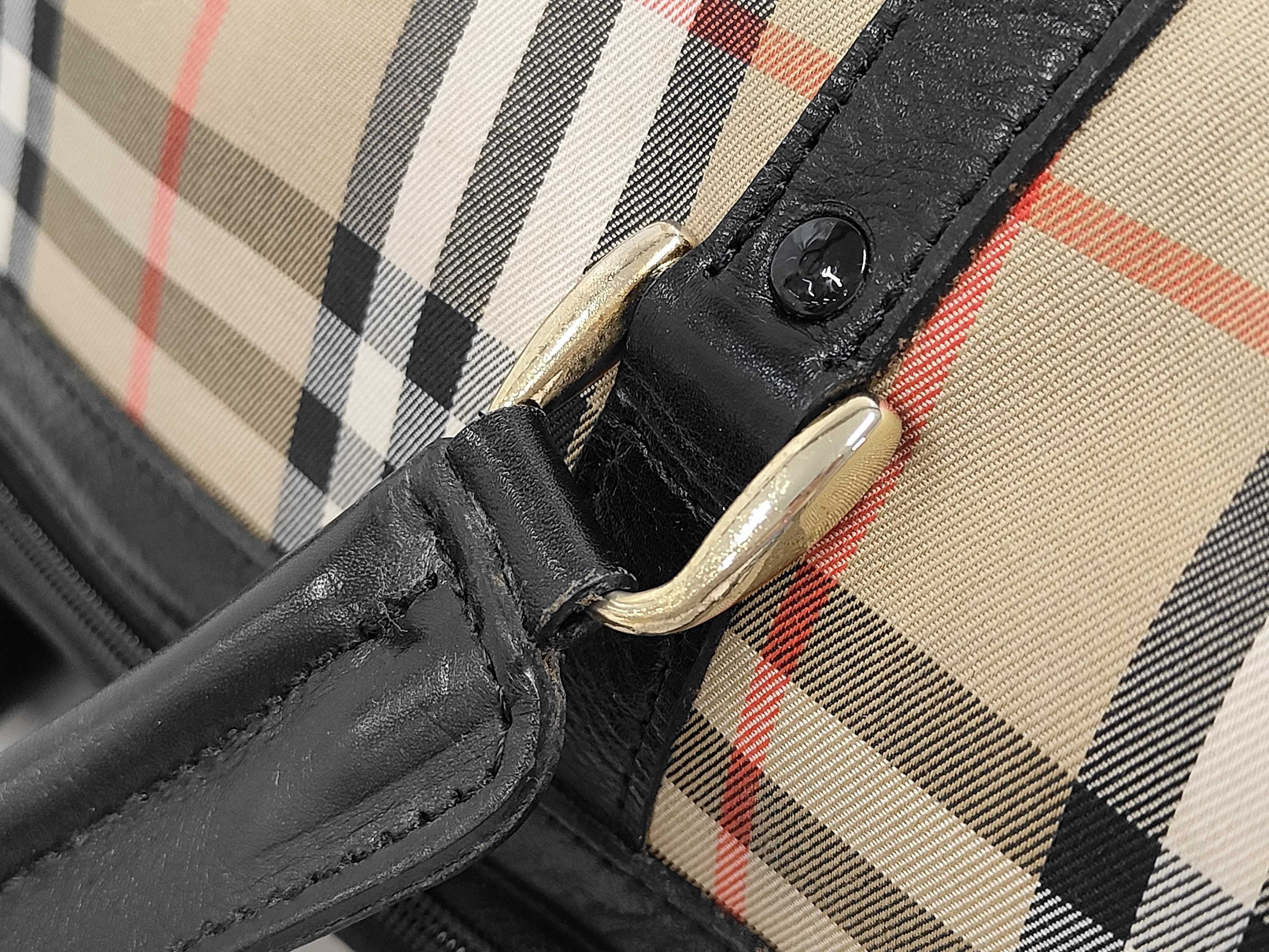 Mini Boston Bag, Nova Check Canvas Leather Boston Bag — view 6