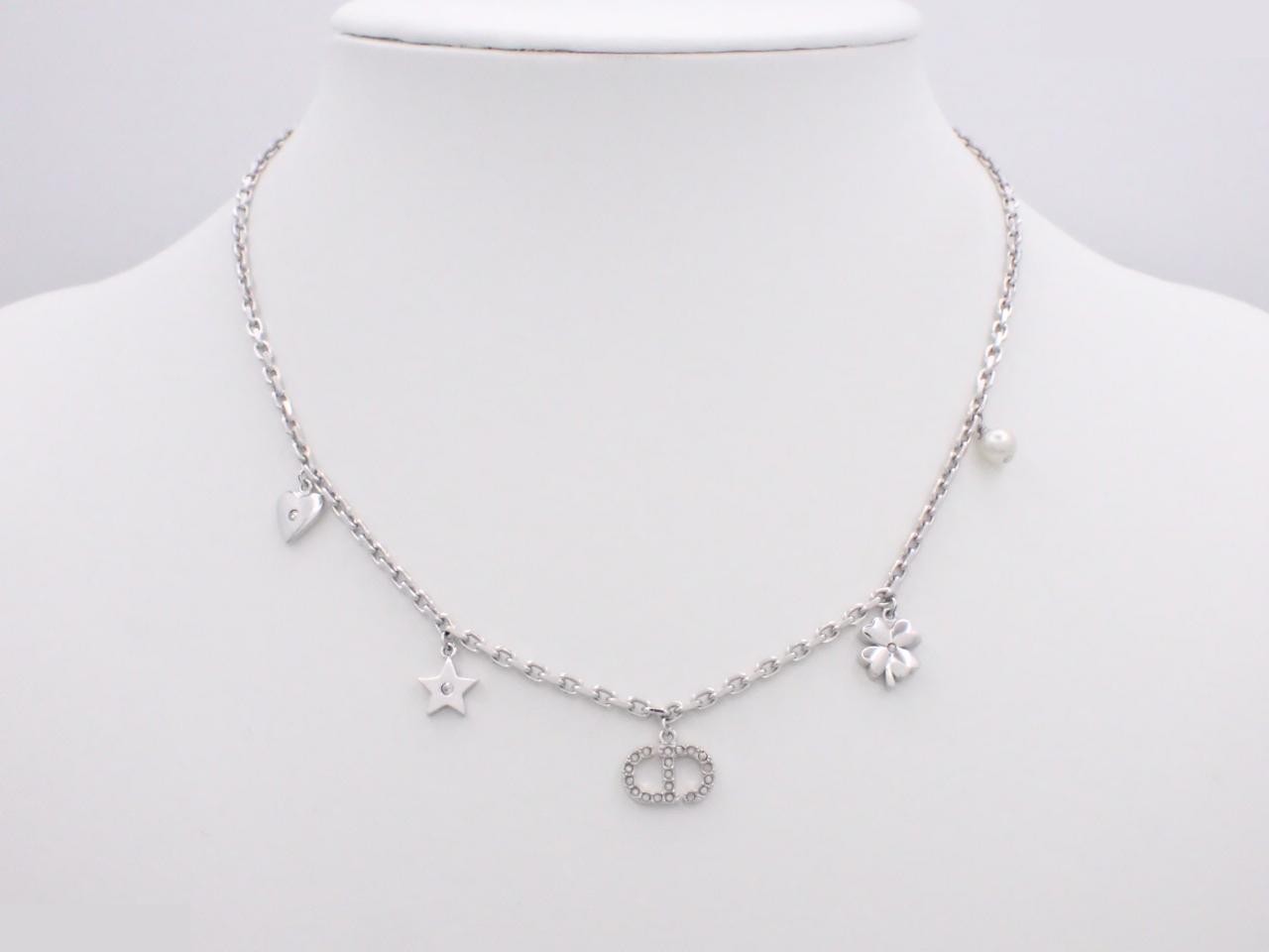 Silver stone chain, approximately 42 cm — view 3