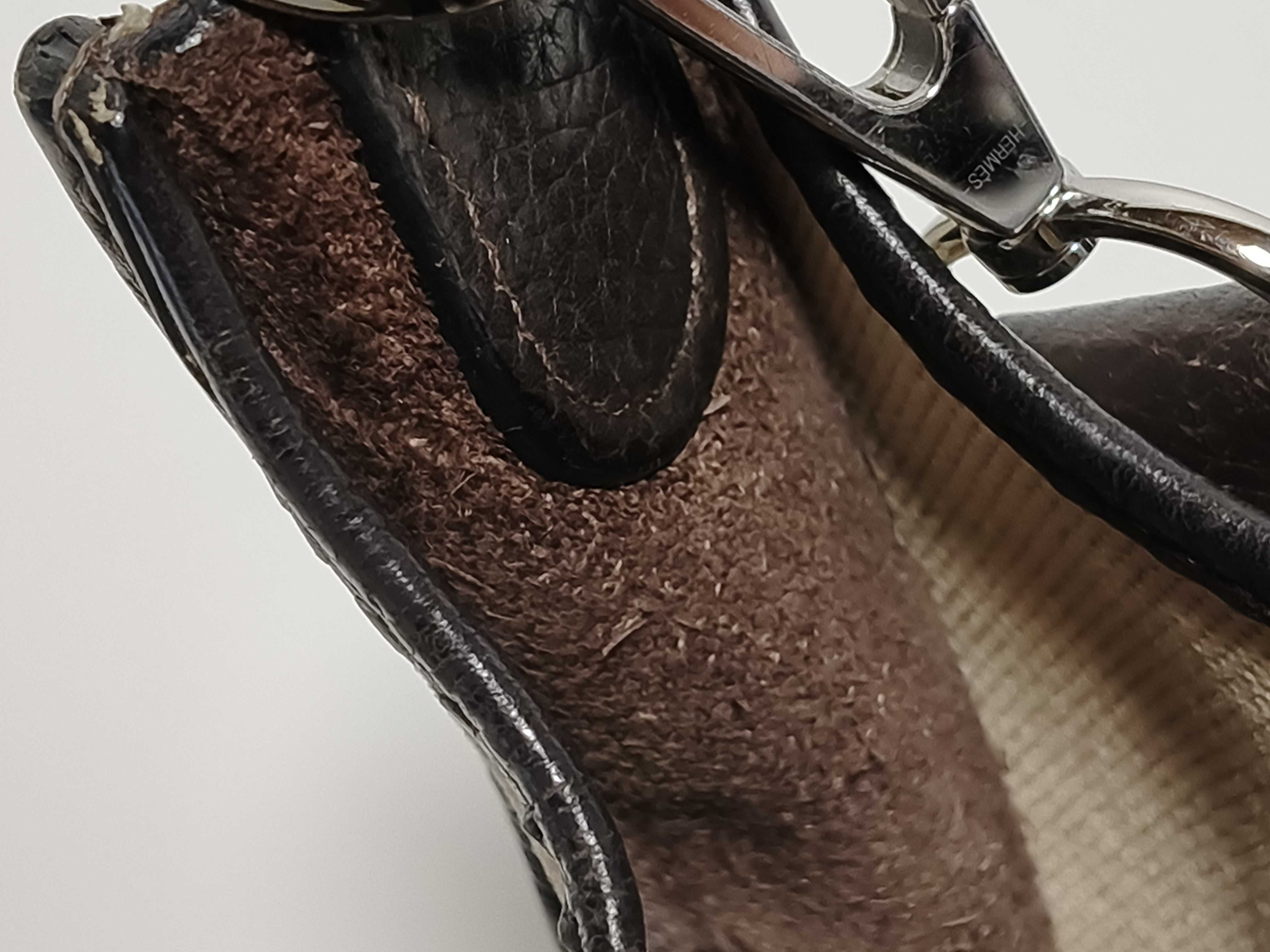 Evelyne Hermes Evelyne II 33 GM Toile H x Taurillon Clemence Brown Silver Hardware I: 2005 Shoulder Bag — view 8