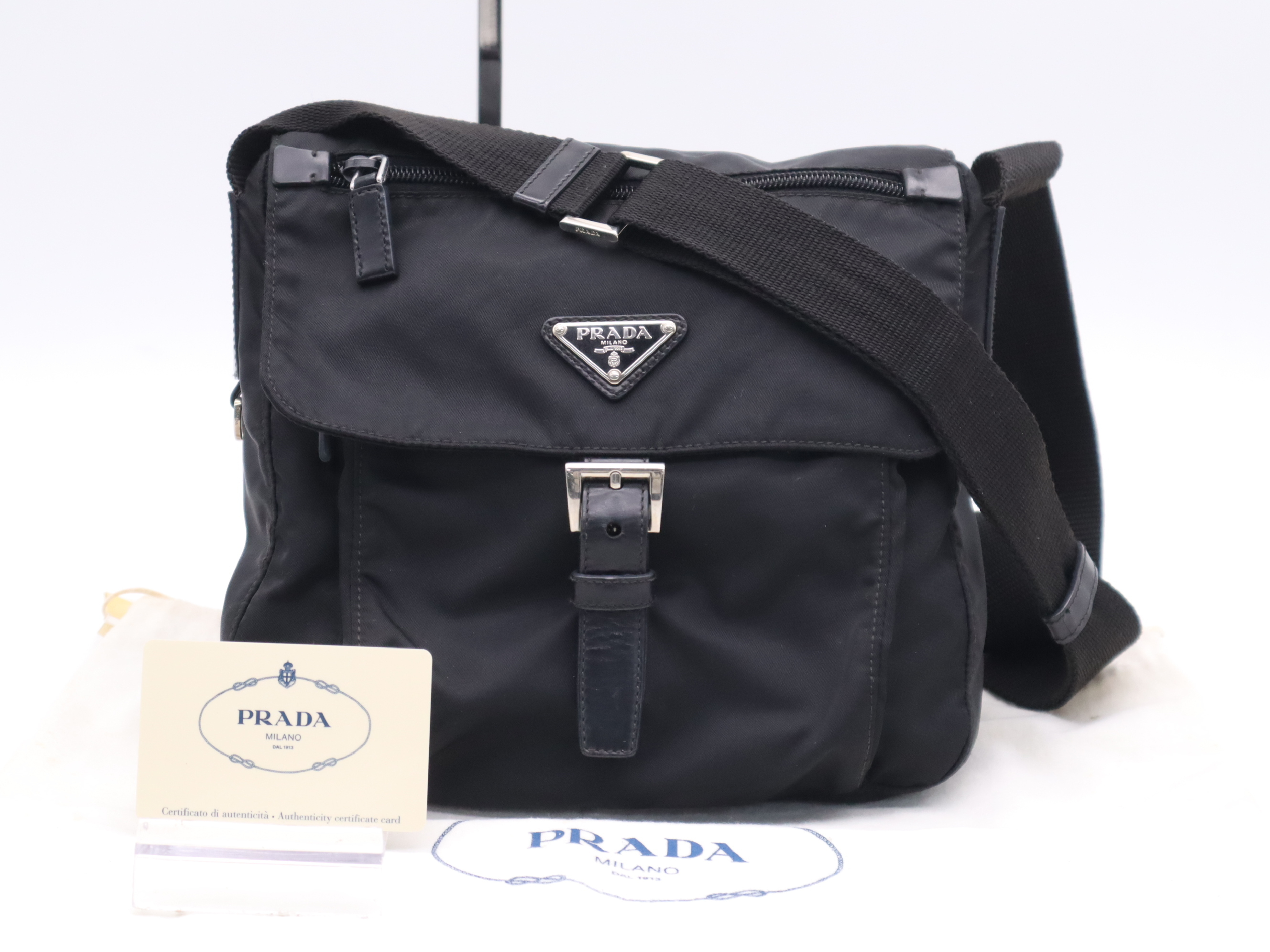 BT8994 Tessuto Black Shoulder Bag with Dust Bag and Guarantee Card