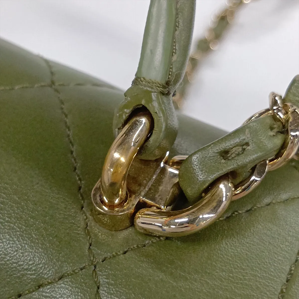 Matelassé Lambskin 2-Way Handbag, Green with Gold Hardware, NLJ286EK, Random Plate — view 12