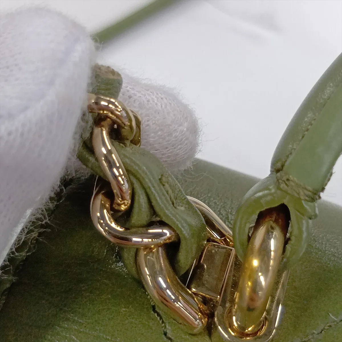 Matelassé Lambskin 2-Way Handbag, Green with Gold Hardware, NLJ286EK, Random Plate — view 13