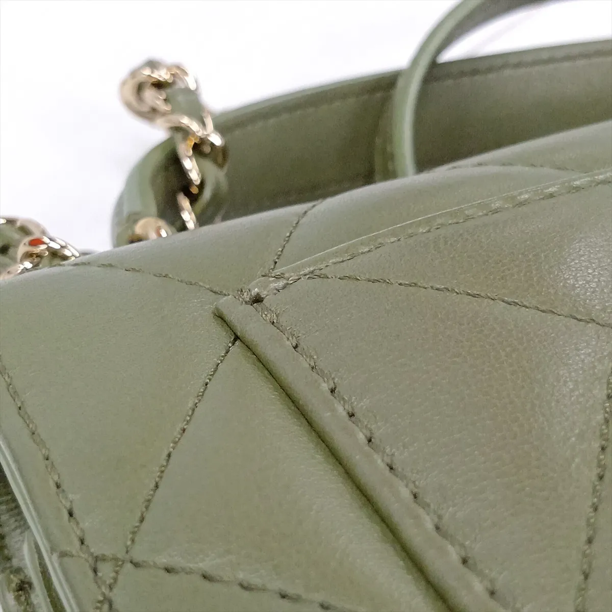 Matelassé Lambskin 2-Way Handbag, Green with Gold Hardware, NLJ286EK, Random Plate — view 15