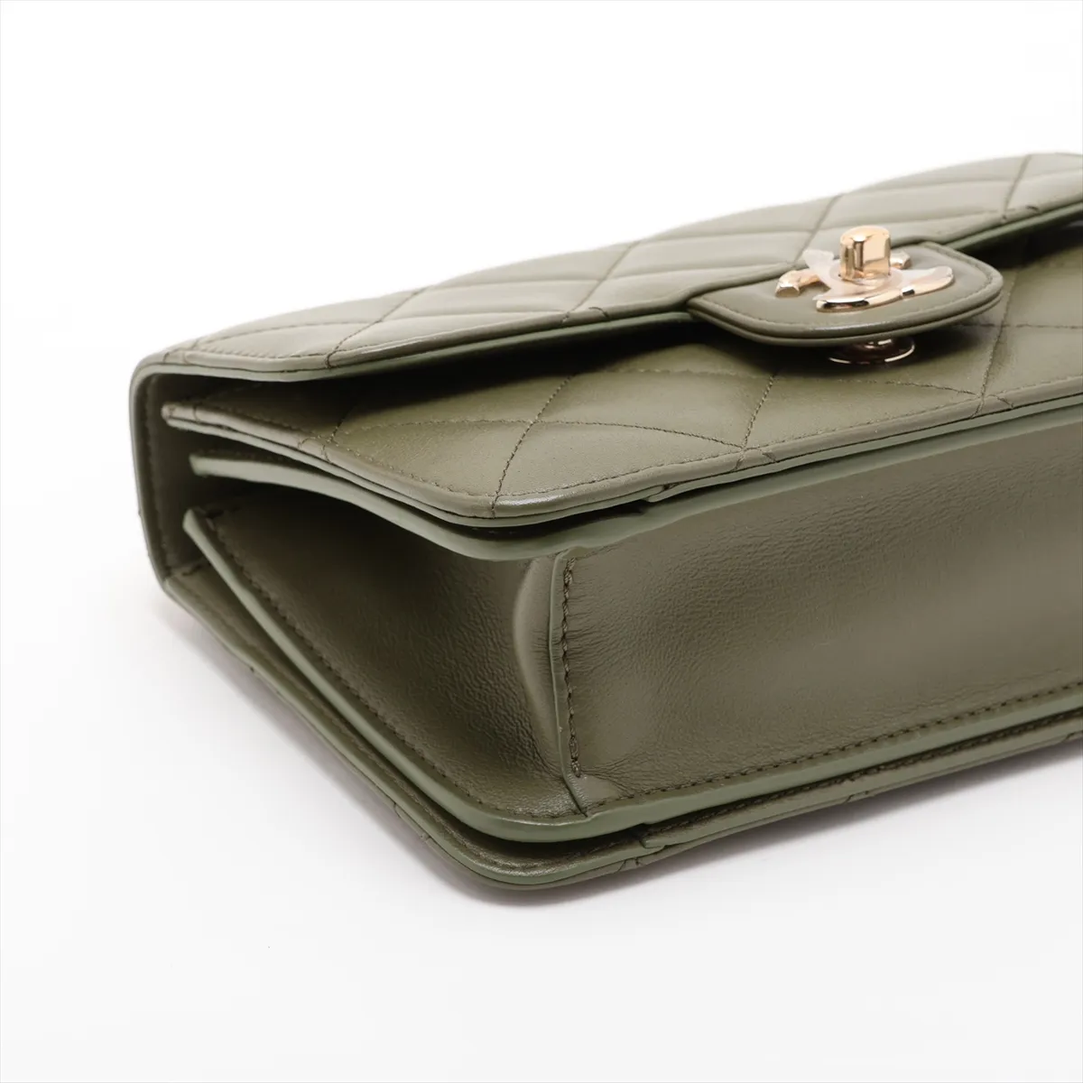 Matelassé Lambskin 2-Way Handbag, Green with Gold Hardware, NLJ286EK, Random Plate — view 4