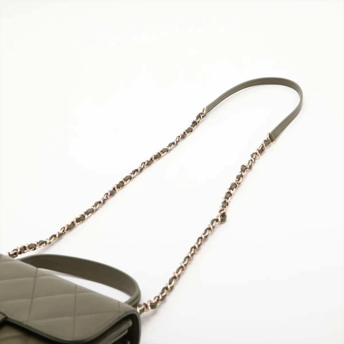 Matelassé Lambskin 2-Way Handbag, Green with Gold Hardware, NLJ286EK, Random Plate — view 5