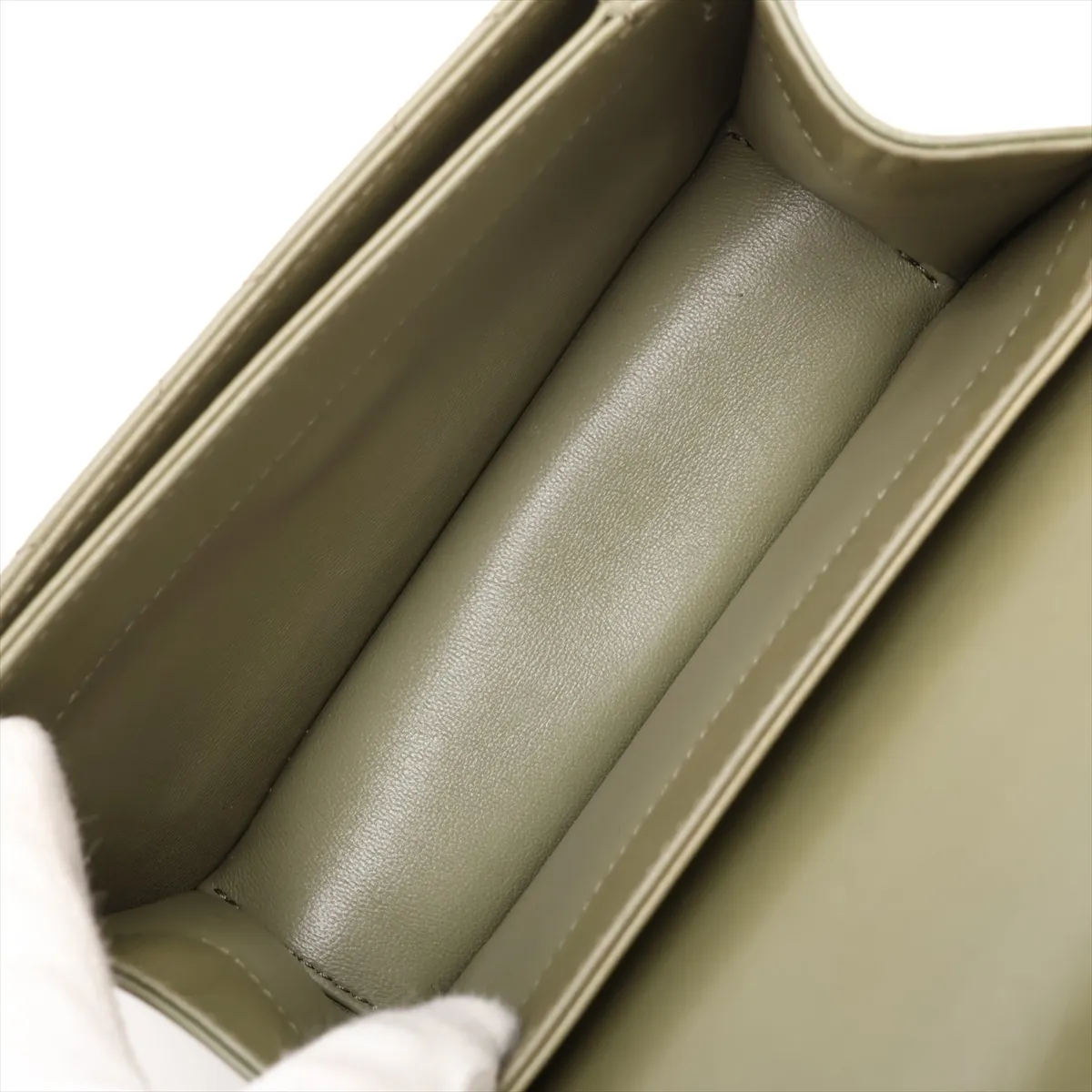 Matelassé Lambskin 2-Way Handbag, Green with Gold Hardware, NLJ286EK, Random Plate — view 6