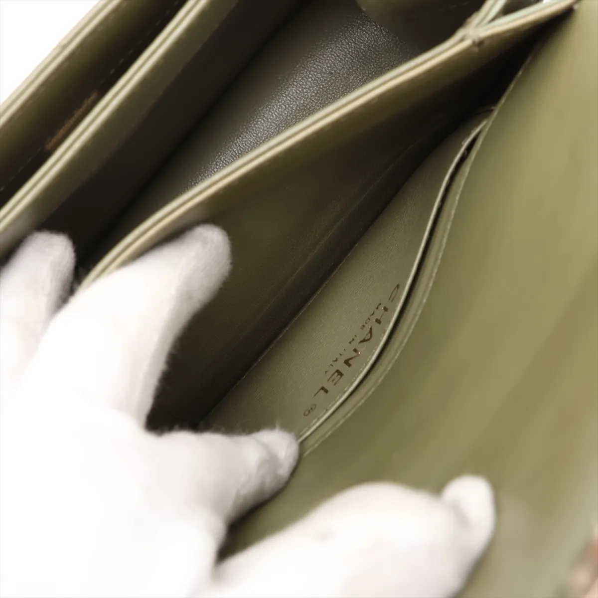 Matelassé Lambskin 2-Way Handbag, Green with Gold Hardware, NLJ286EK, Random Plate — view 8