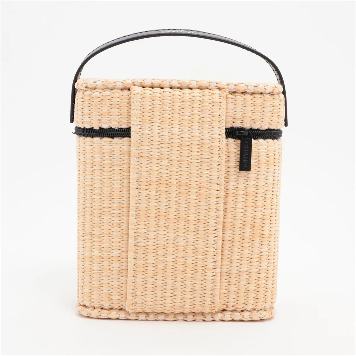 logo fabric pouch beige gold x black metal fittings — view 2