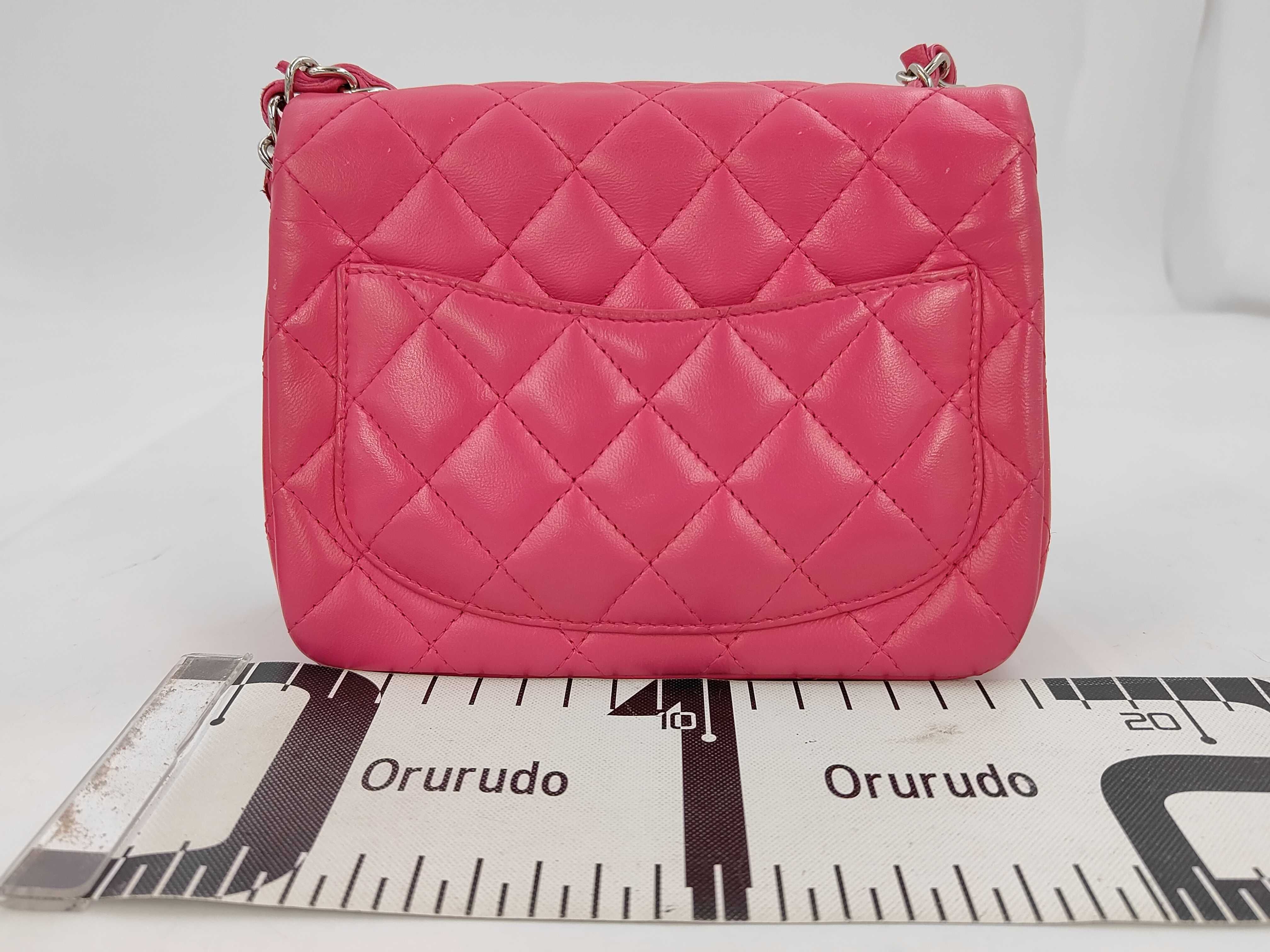 Hot Pink Lambskin CF17 Silver Hardware Single Flap Chain Shoulder Bag (Serial Number 19) — view 2