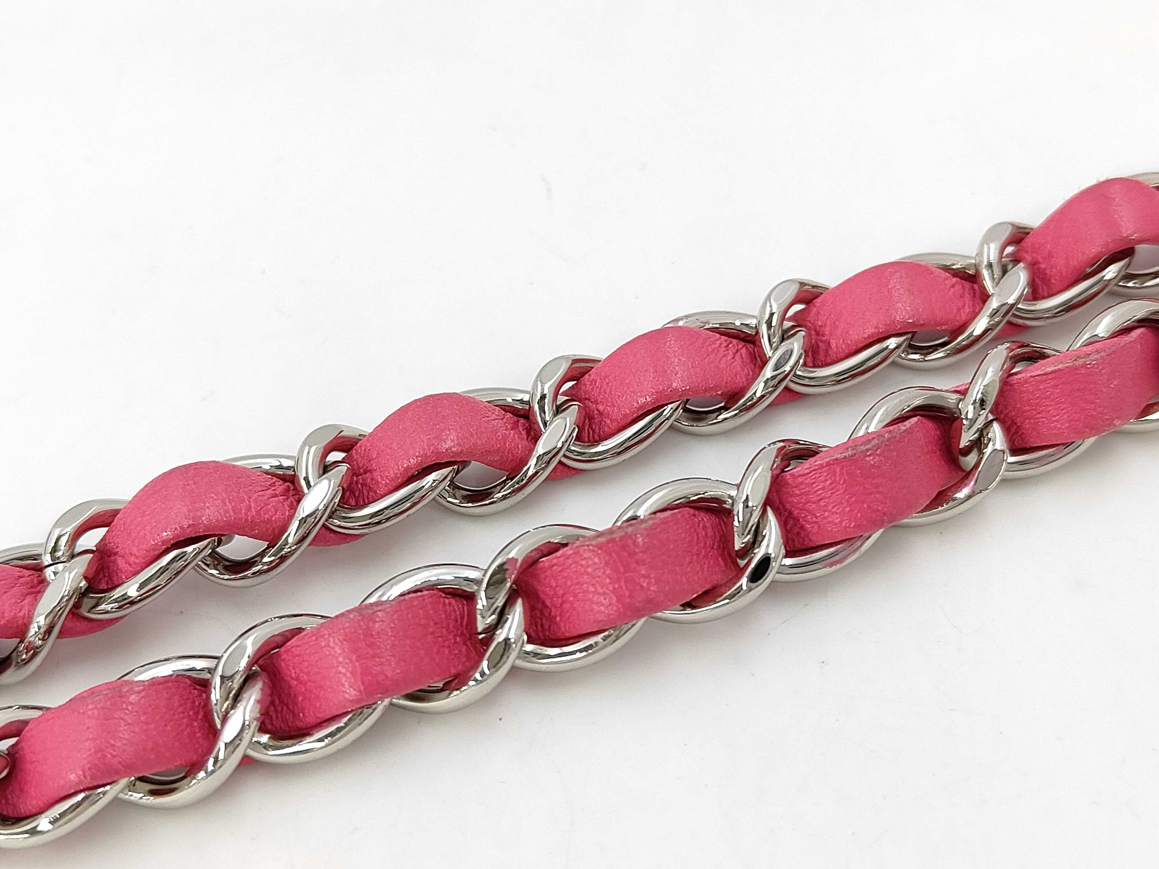 Hot Pink Lambskin CF17 Silver Hardware Single Flap Chain Shoulder Bag (Serial Number 19) — view 4