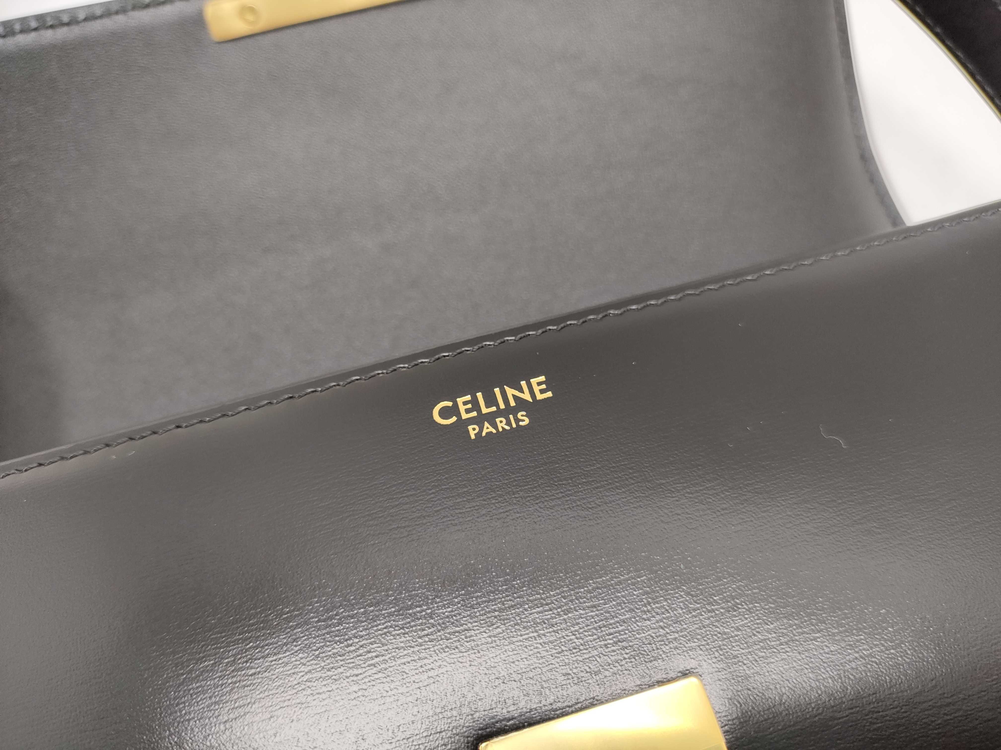 Celine Triomphe 2-Way Box Bag, Black with Gold Hardware, Shoulder Bag — view 12