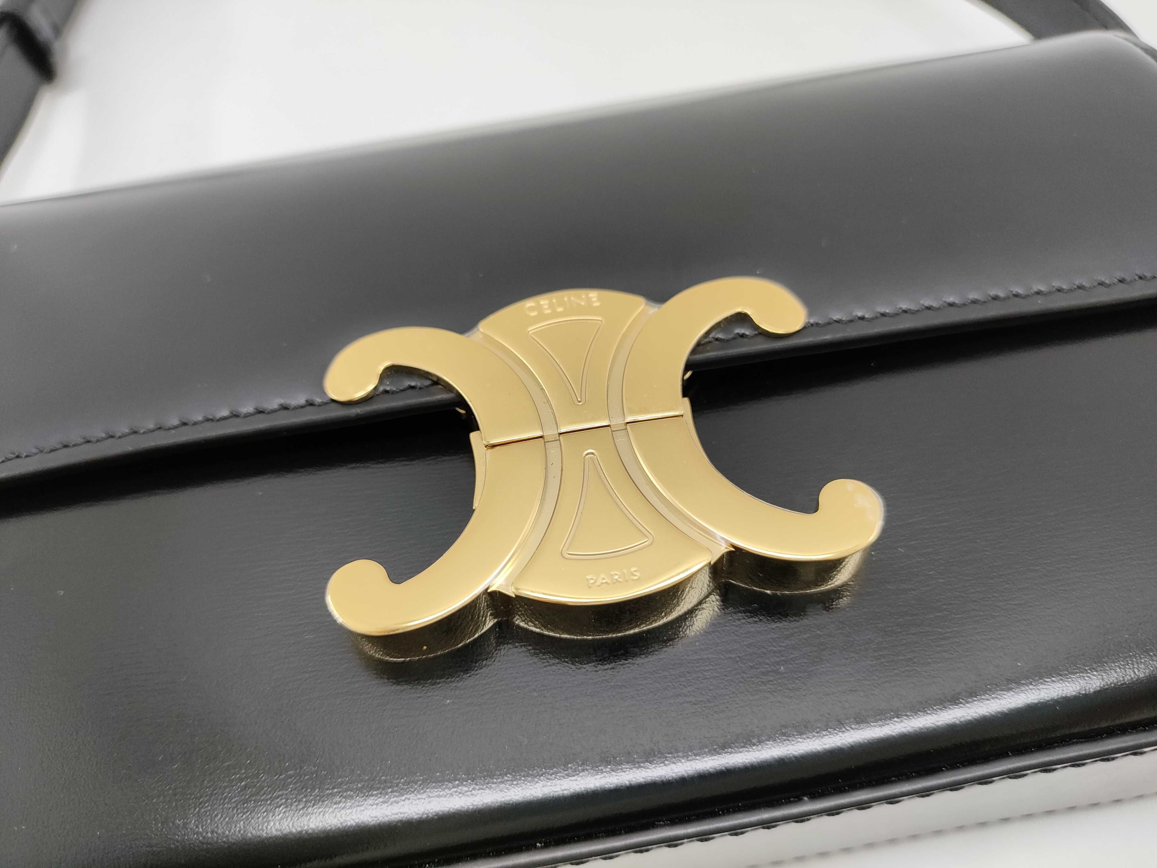 Celine Triomphe 2-Way Box Bag, Black with Gold Hardware, Shoulder Bag — view 13