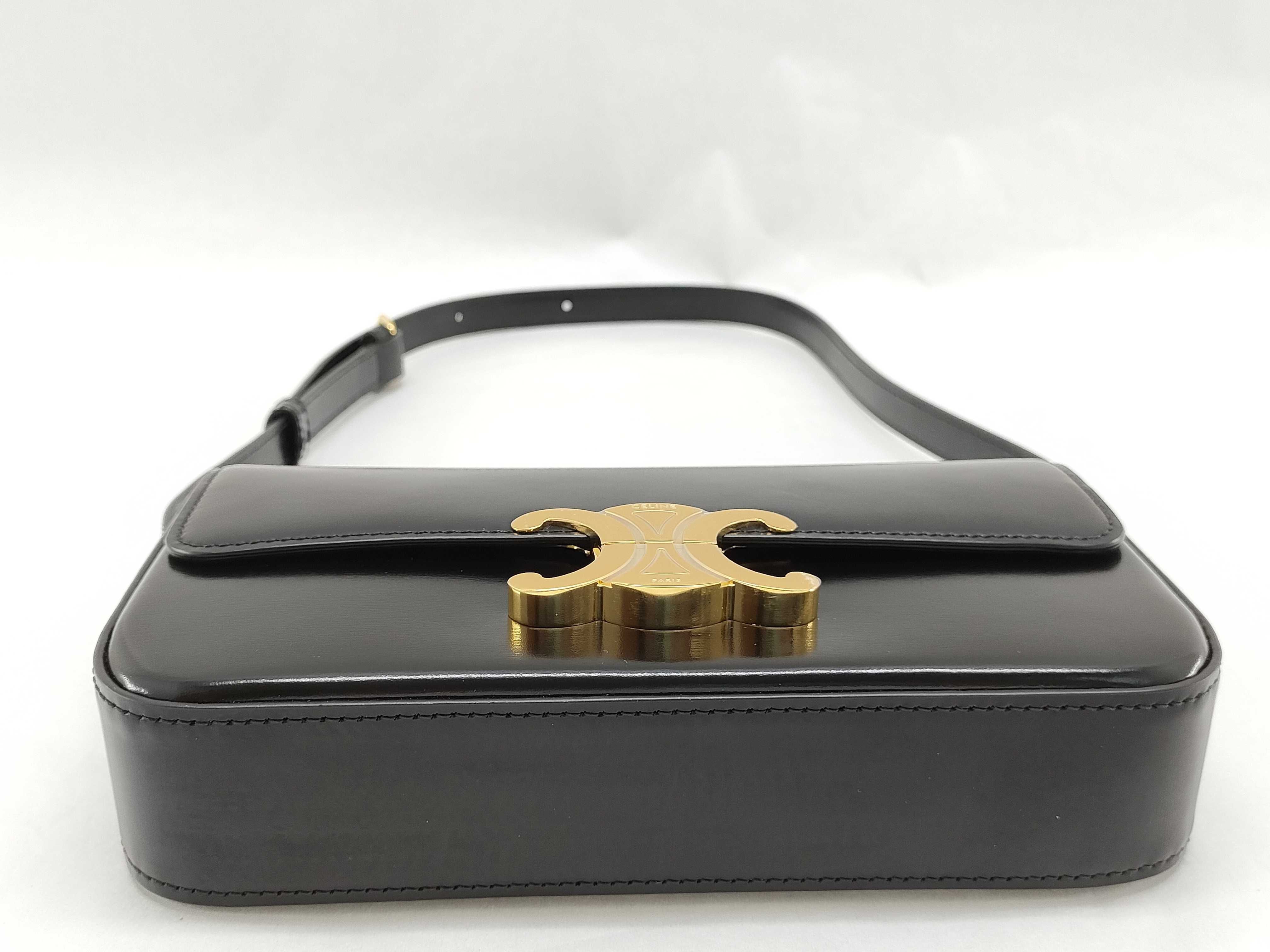 Celine Triomphe 2-Way Box Bag, Black with Gold Hardware, Shoulder Bag — view 7