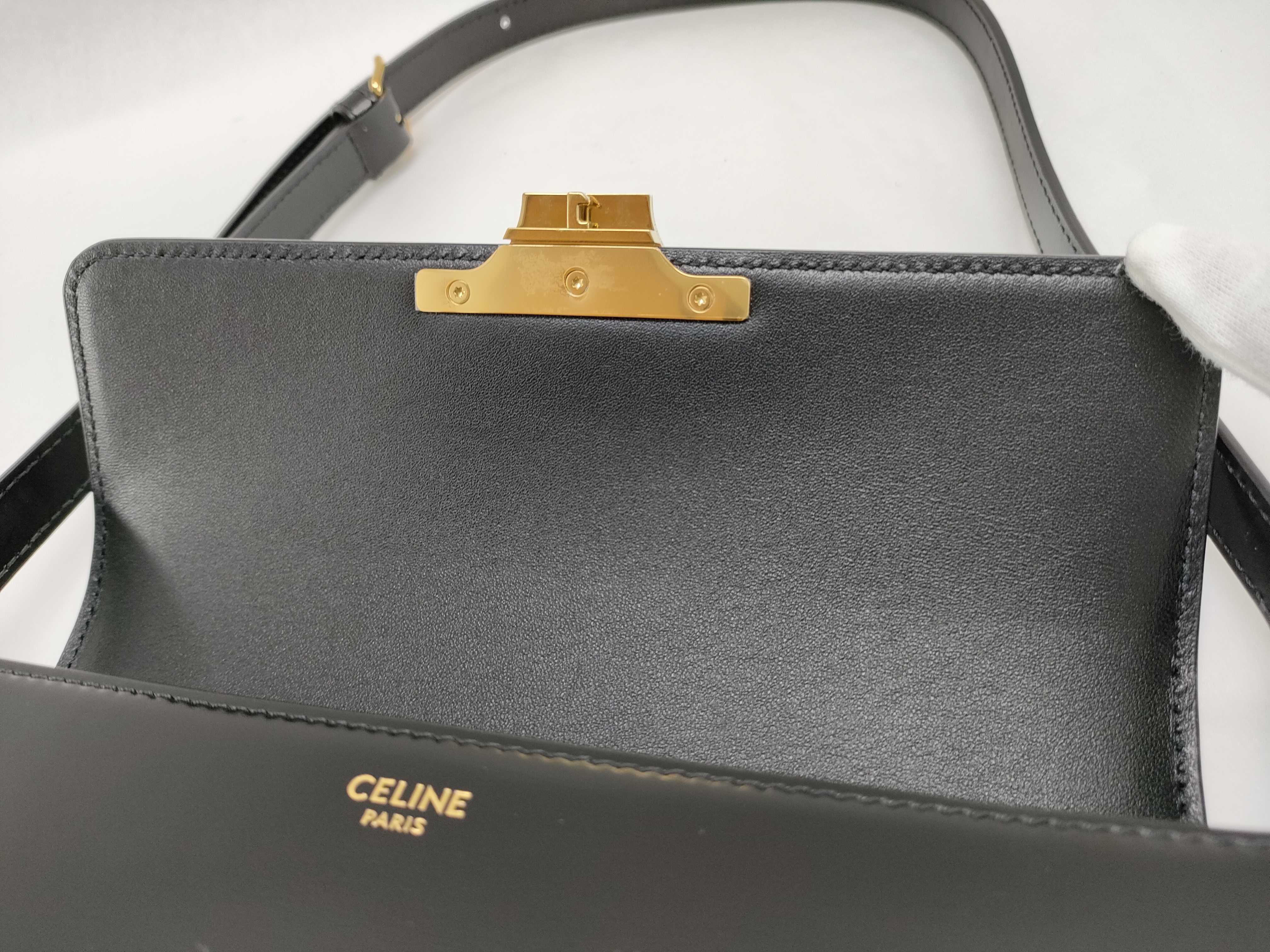 Celine Triomphe 2-Way Box Bag, Black with Gold Hardware, Shoulder Bag — view 8