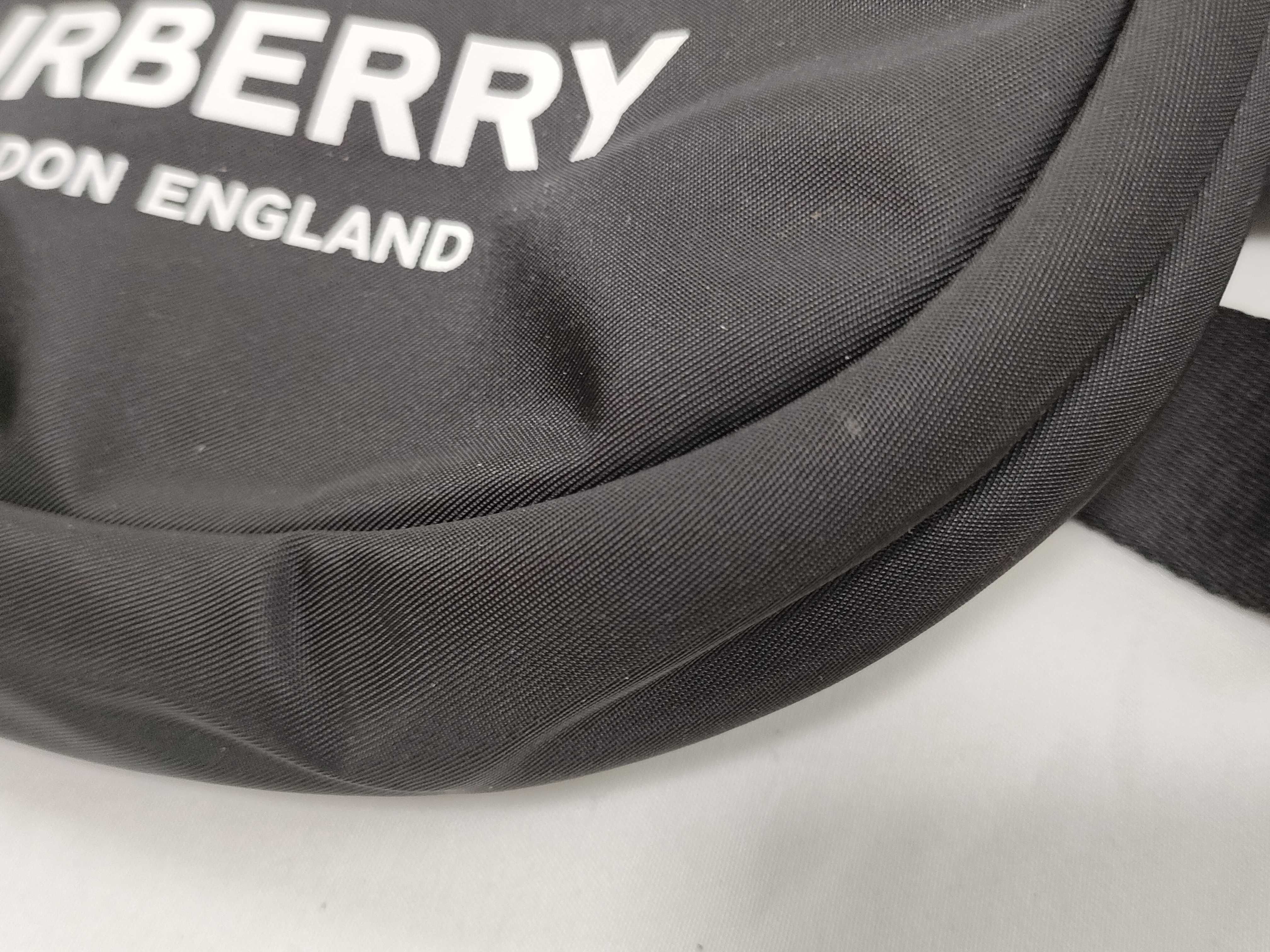 LONDON ENGLAND Nylon Logo Print x Leather Black Body Bag Belt Bag Waist Bag with Tag — view 6